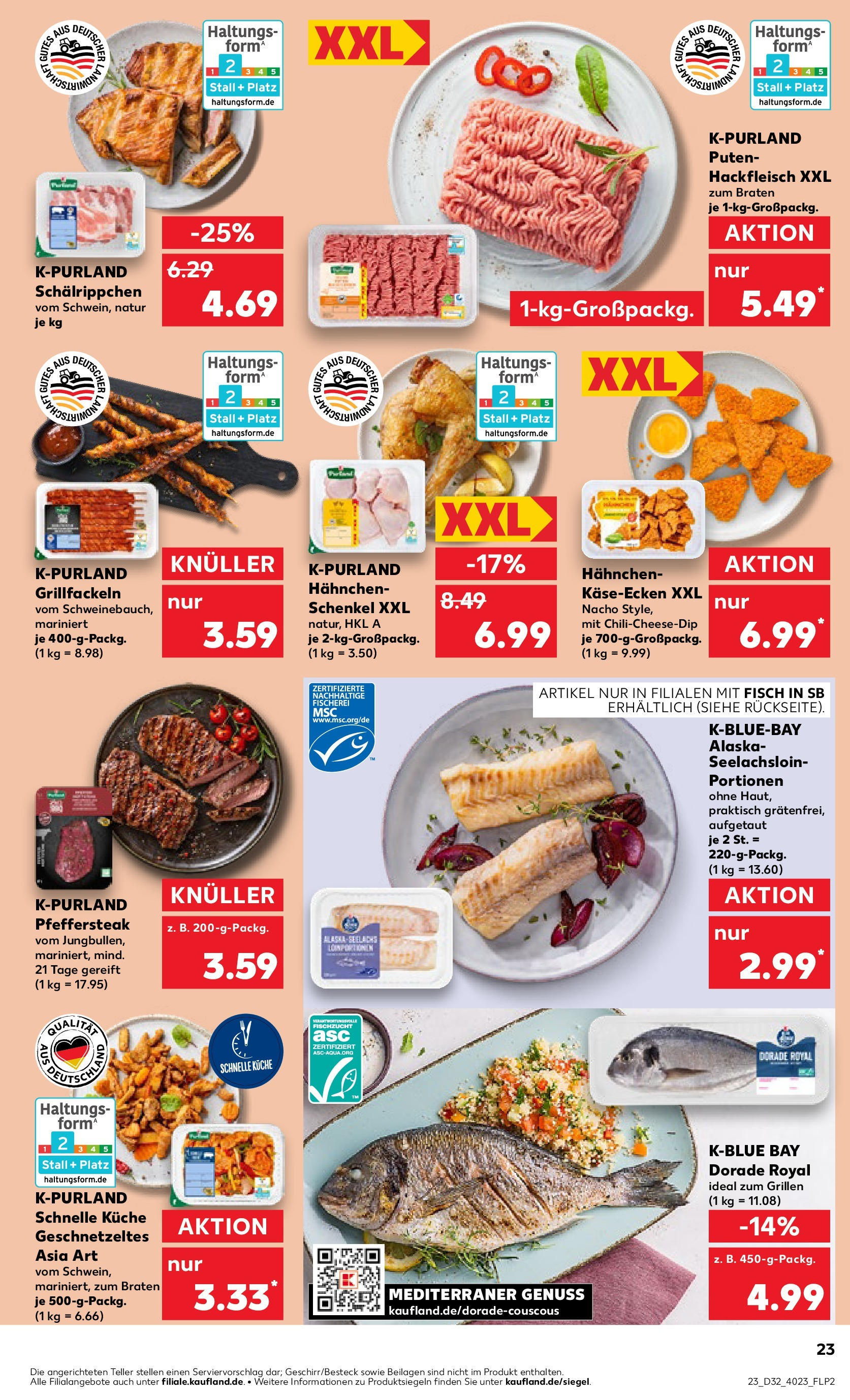 Prospekt Kaufland ab 07.08.2025 » Angebote Online zum Blättern | Seite: 23 | Produkte: Dorade, Küche, Fisch, Steak