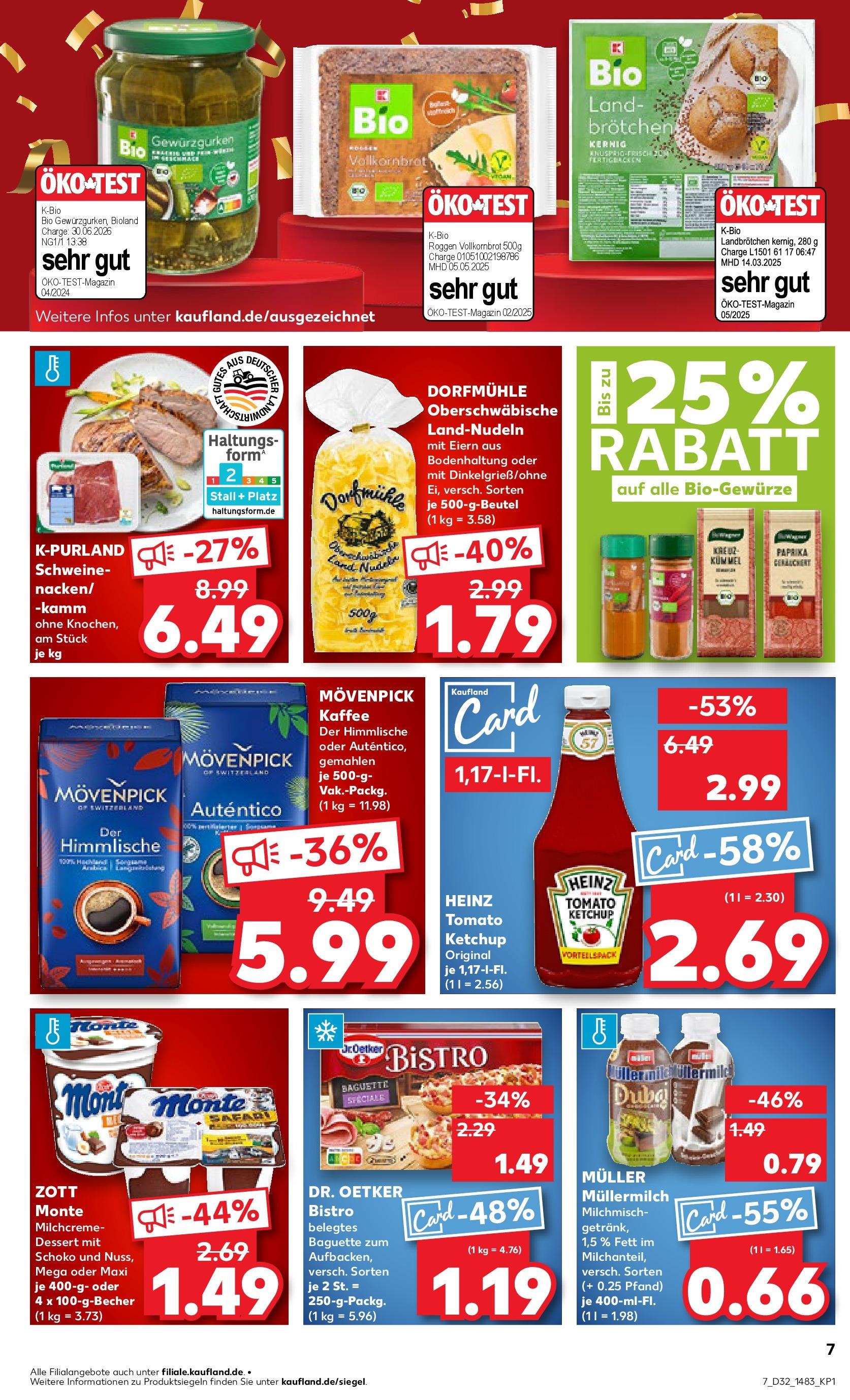 Prospekt Kaufland ab 07.08.2025 » Angebote Online zum Blättern | Seite: 7 | Produkte: Vollkornbrot, Baguette, Paprika, Movenpick kaffee