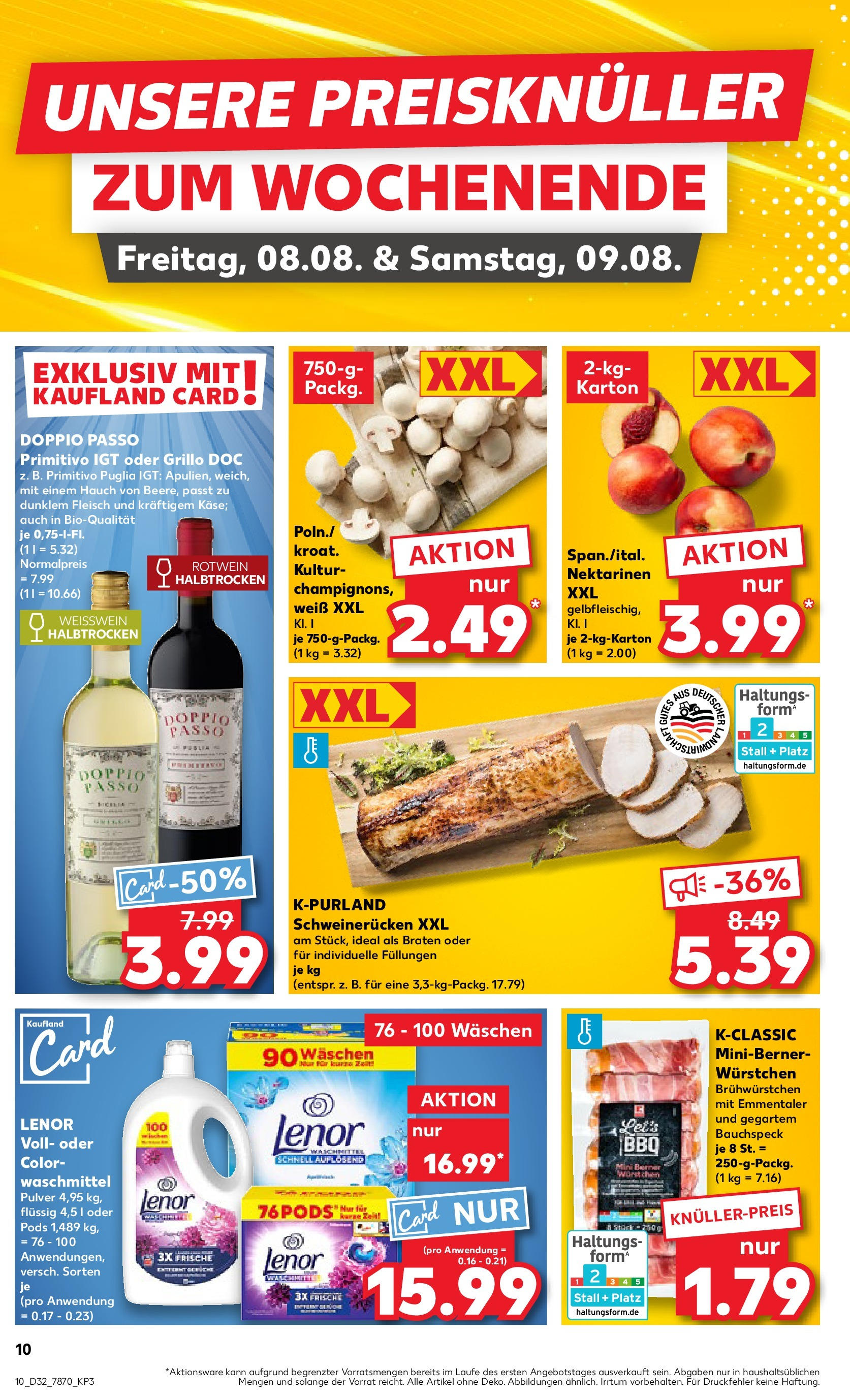 Prospekt Kaufland ab 07.08.2025 » Angebote Online zum Blättern | Seite: 10 | Produkte: Nektarinen, Weißwein, Rotwein, Waschmittel
