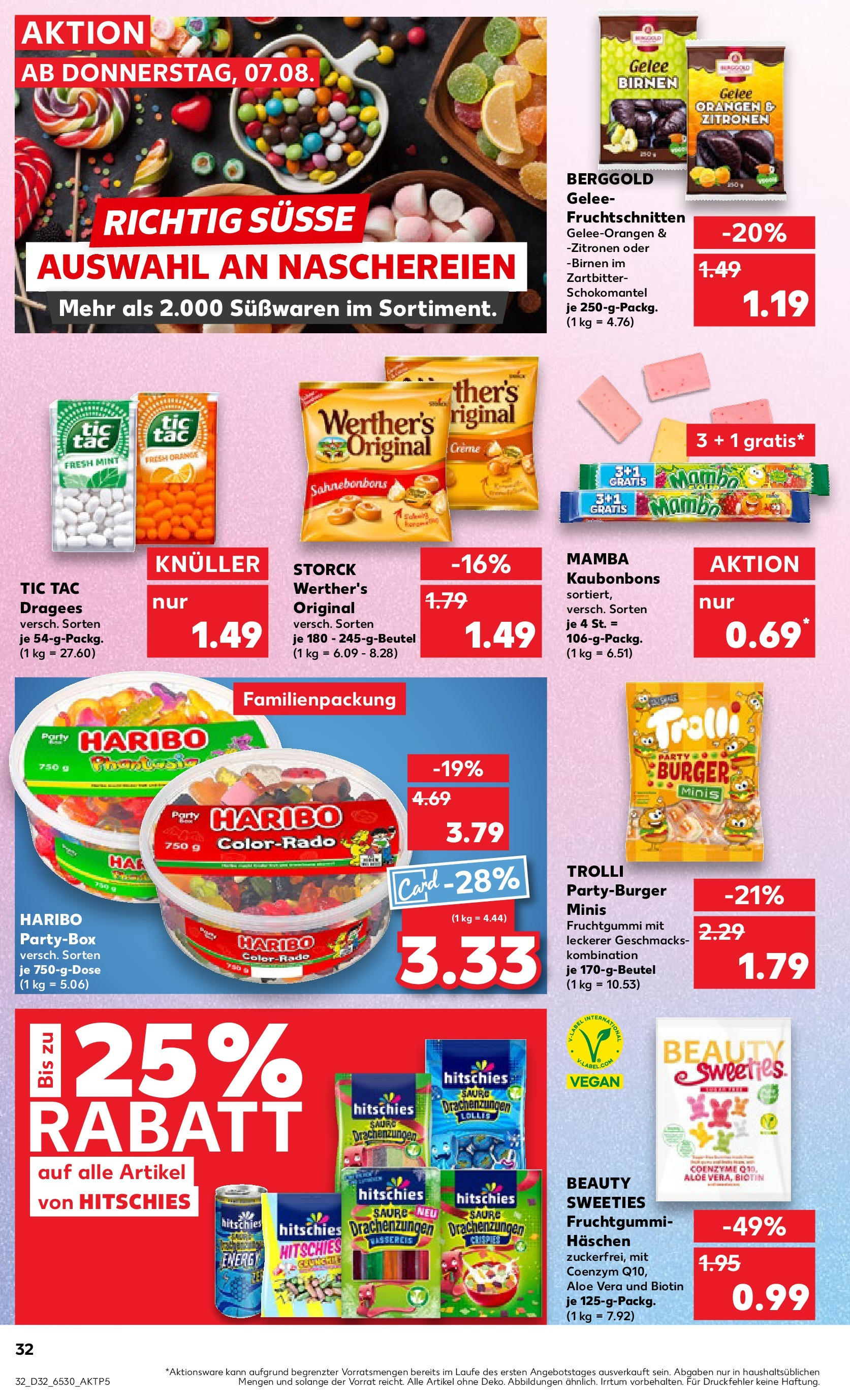 Prospekt Kaufland ab 07.08.2025 » Angebote Online zum Blättern | Seite: 32 | Produkte: Haribo, Orangen, Creme, Zitronen