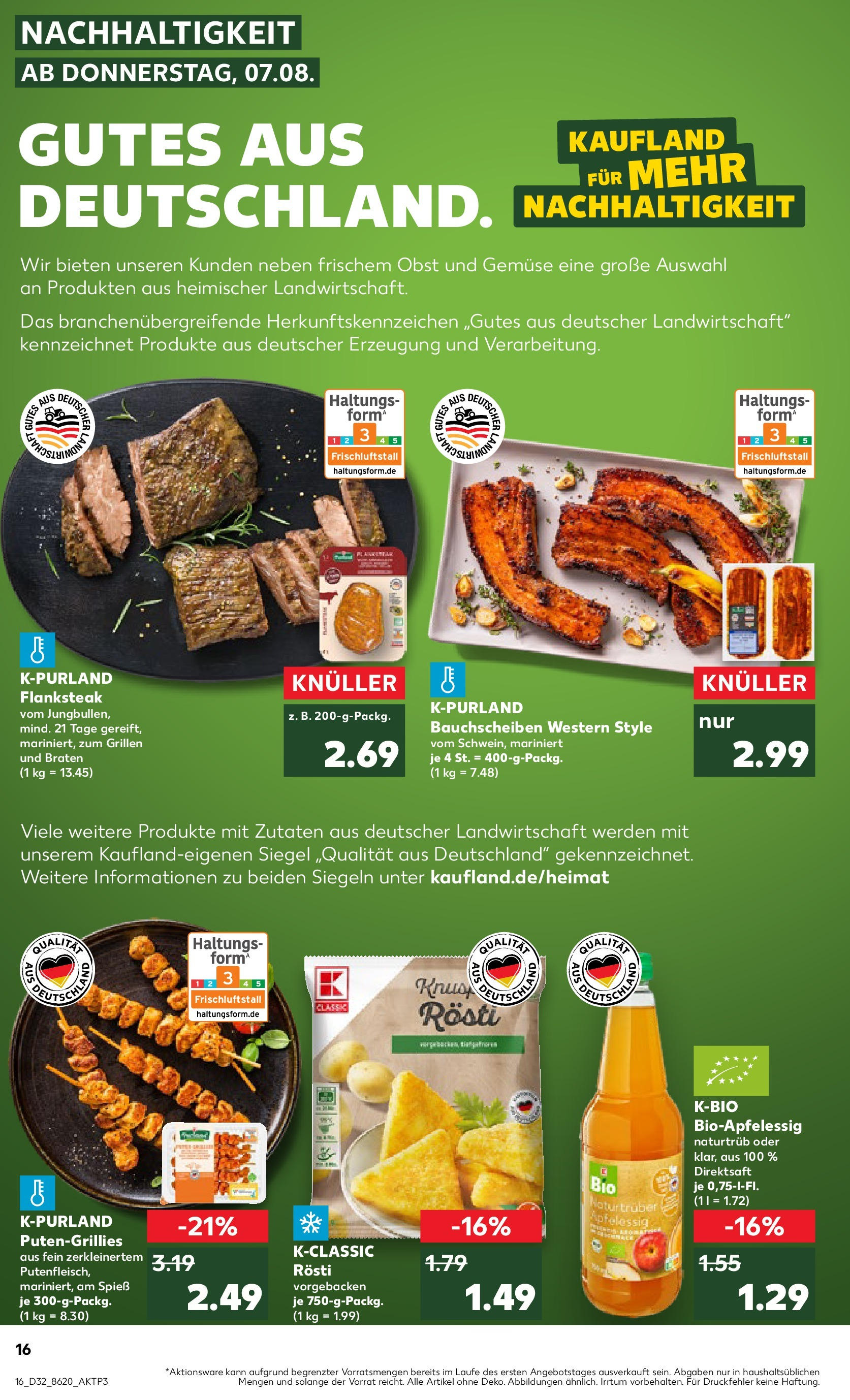 Prospekt Kaufland ab 07.08.2025 » Angebote Online zum Blättern | Seite: 16 | Produkte: Apple, Gemüse, Obst, Steak