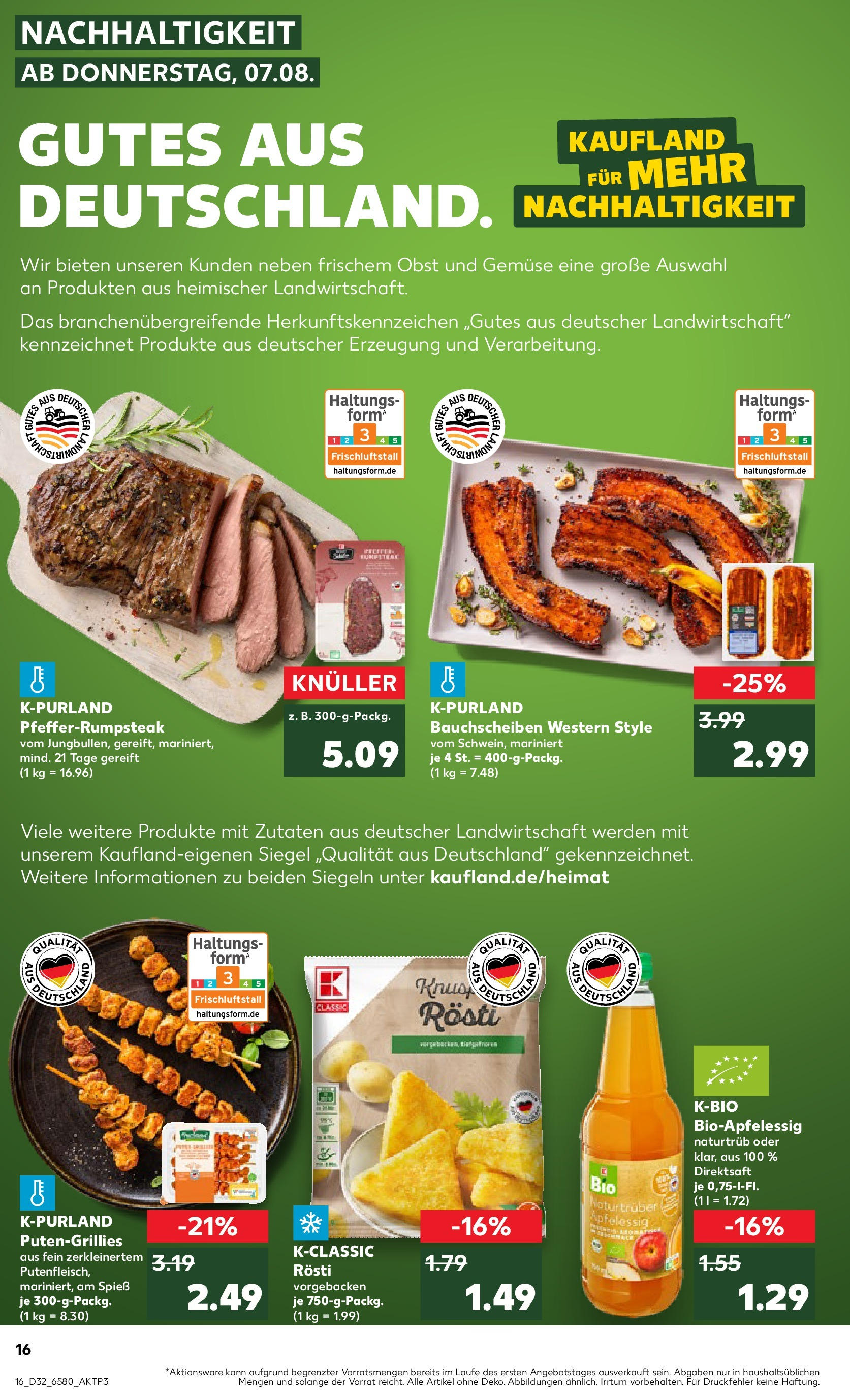 Prospekt Kaufland ab 07.08.2025 » Angebote Online zum Blättern | Seite: 16 | Produkte: Apple, Gemüse, Obst, Steak