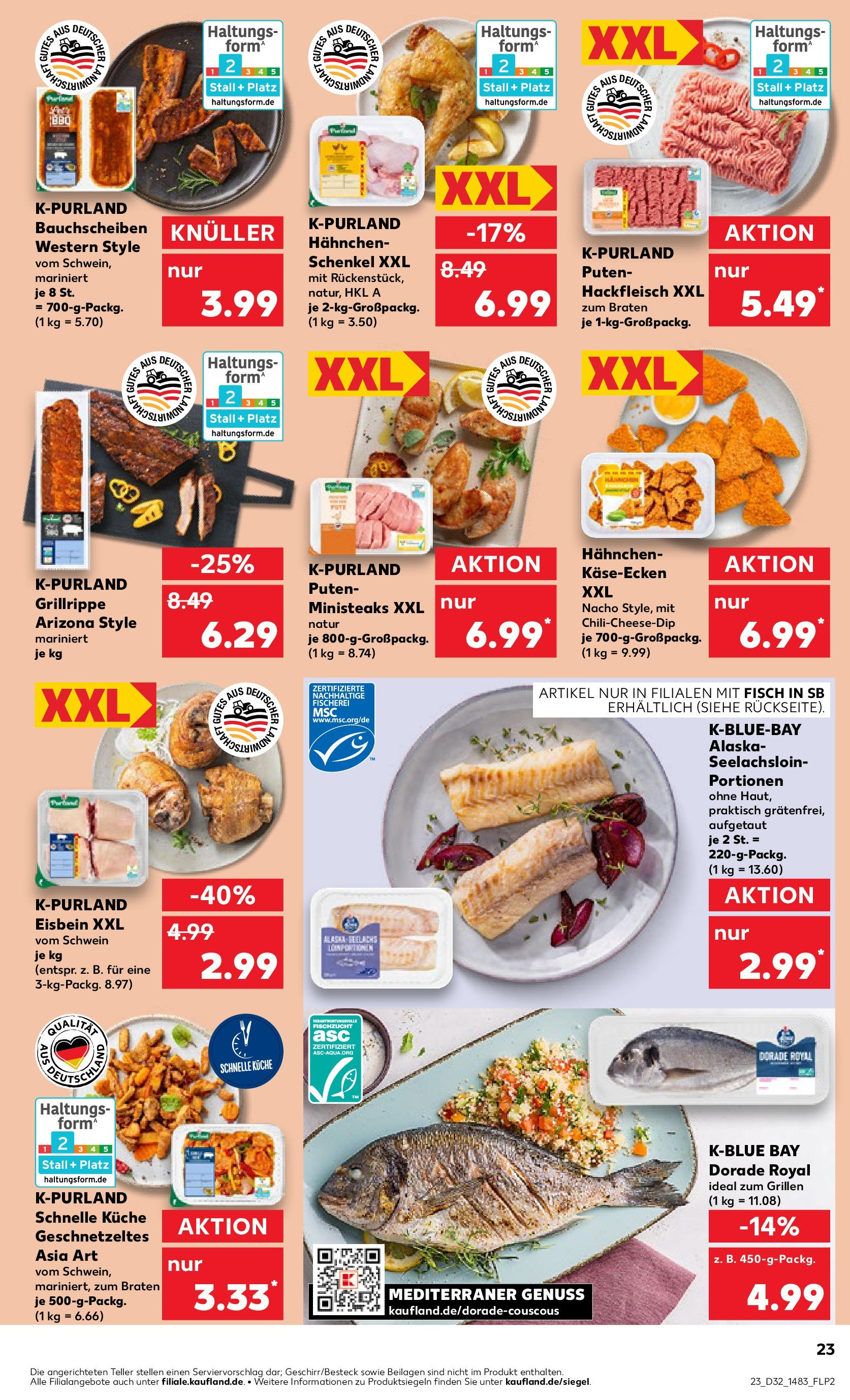 Prospekt Kaufland ab 07.08.2025 » Angebote Online zum Blättern | Seite: 23 | Produkte: Dorade, Hahnchen, Küche, Fisch