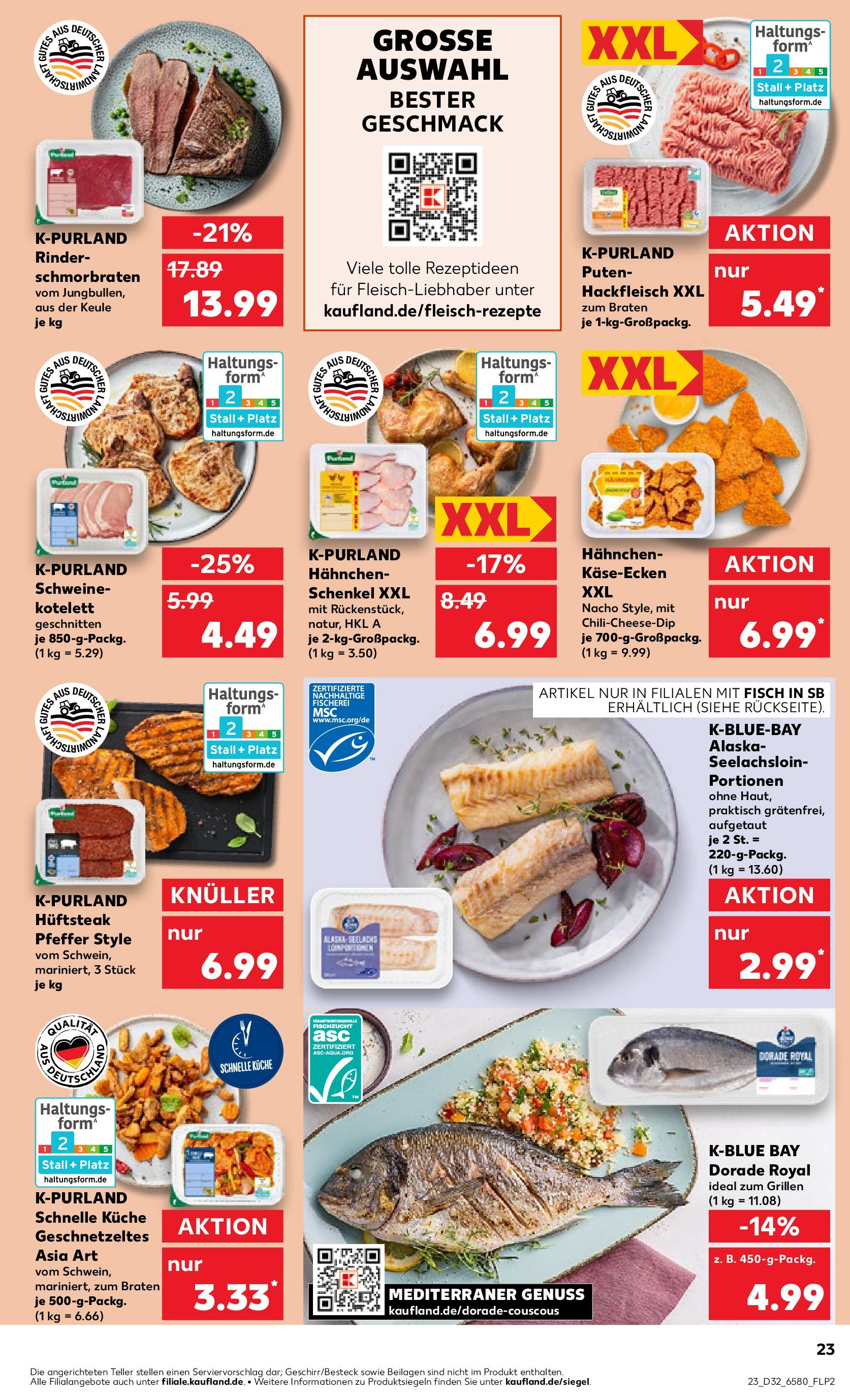 Prospekt Kaufland ab 07.08.2025 » Angebote Online zum Blättern | Seite: 23 | Produkte: Hahnchen, Küche, Pfeffer, Hackfleisch