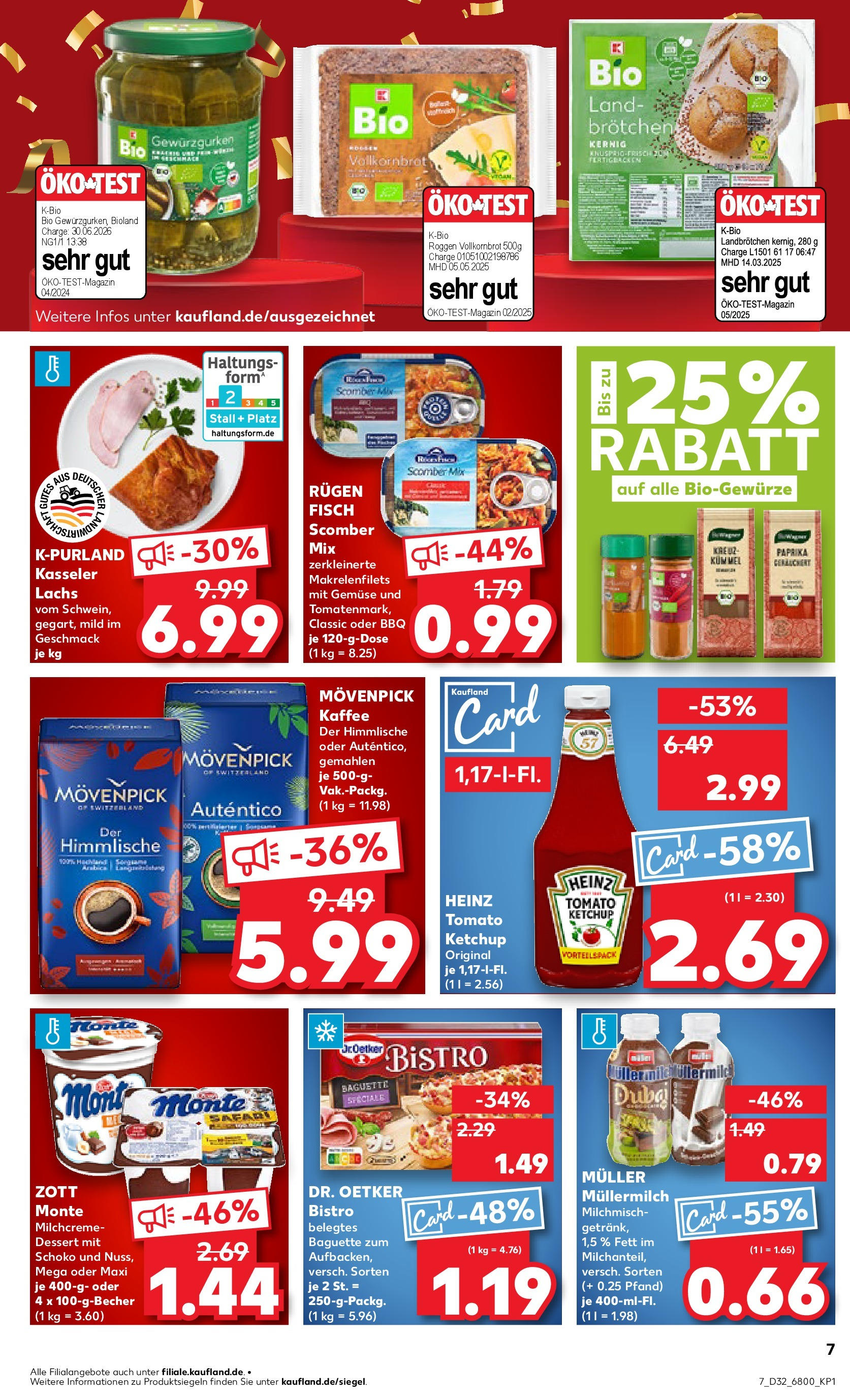 Prospekt Kaufland ab 07.08.2025 » Angebote Online zum Blättern | Seite: 7 | Produkte: Vollkornbrot, Baguette, Movenpick kaffee, Muller mullermilch
