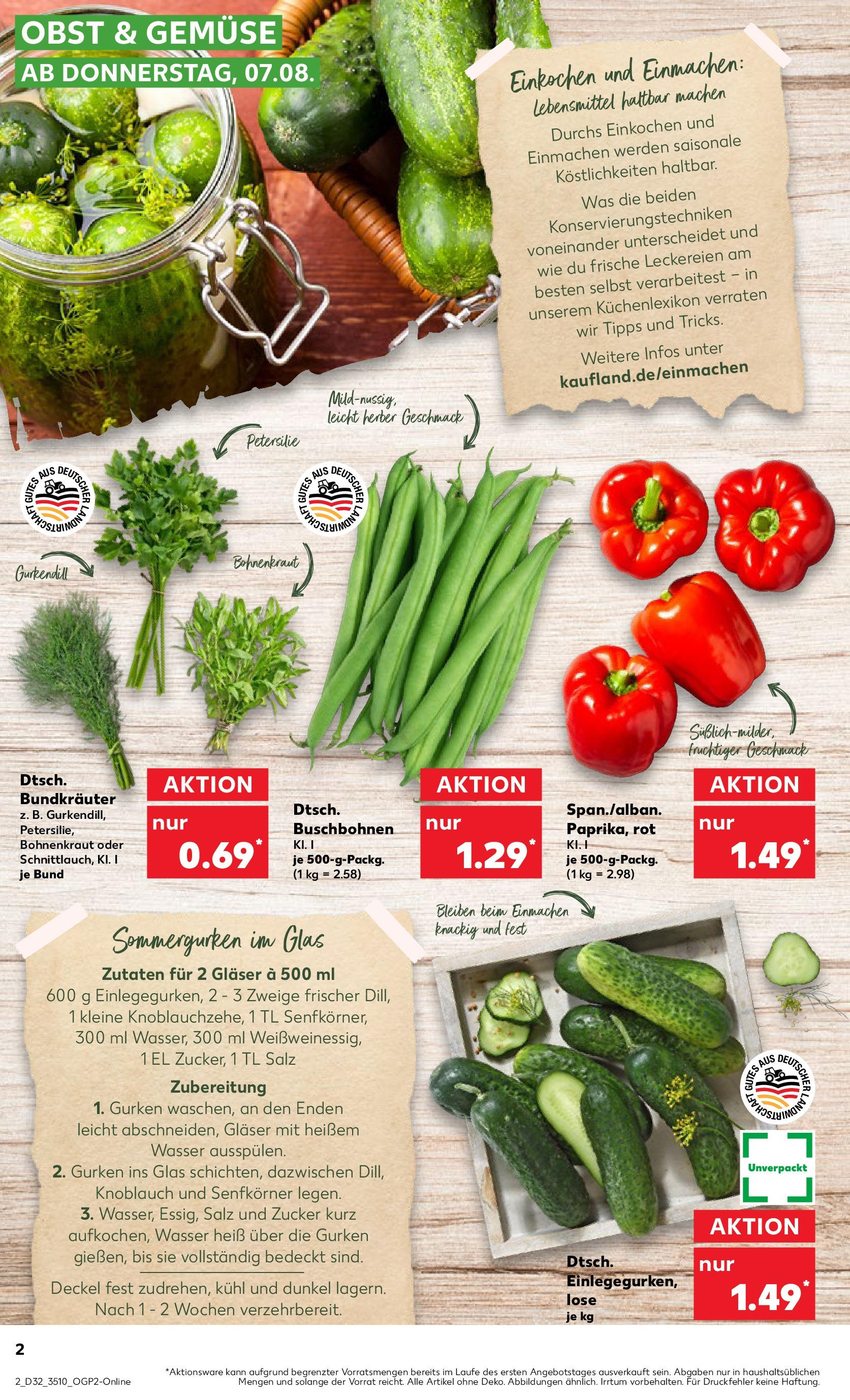 Prospekt Kaufland ab 07.08.2025 » Angebote Online zum Blättern | Seite: 2 | Produkte: Gemüse, Obst, Salz, Gurken