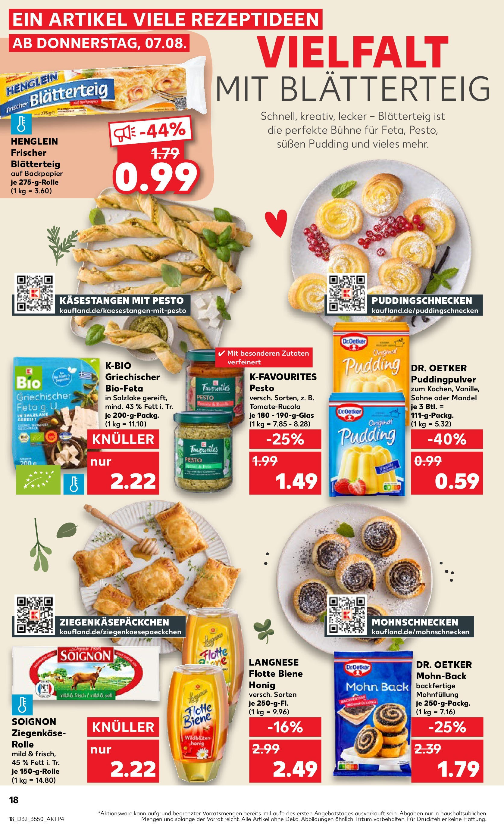 Prospekt Kaufland ab 07.08.2025 » Angebote Online zum Blättern | Seite: 18 | Produkte: Langnese, Feta, Pudding, Sahne