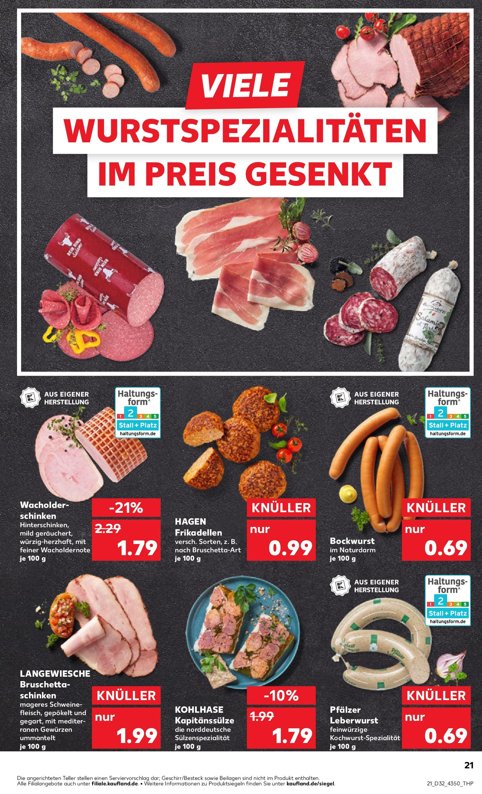 Prospekt Kaufland ab 07.08.2025 » Angebote Online zum Blättern | Seite: 21 | Produkte: Bockwurst, Schinken