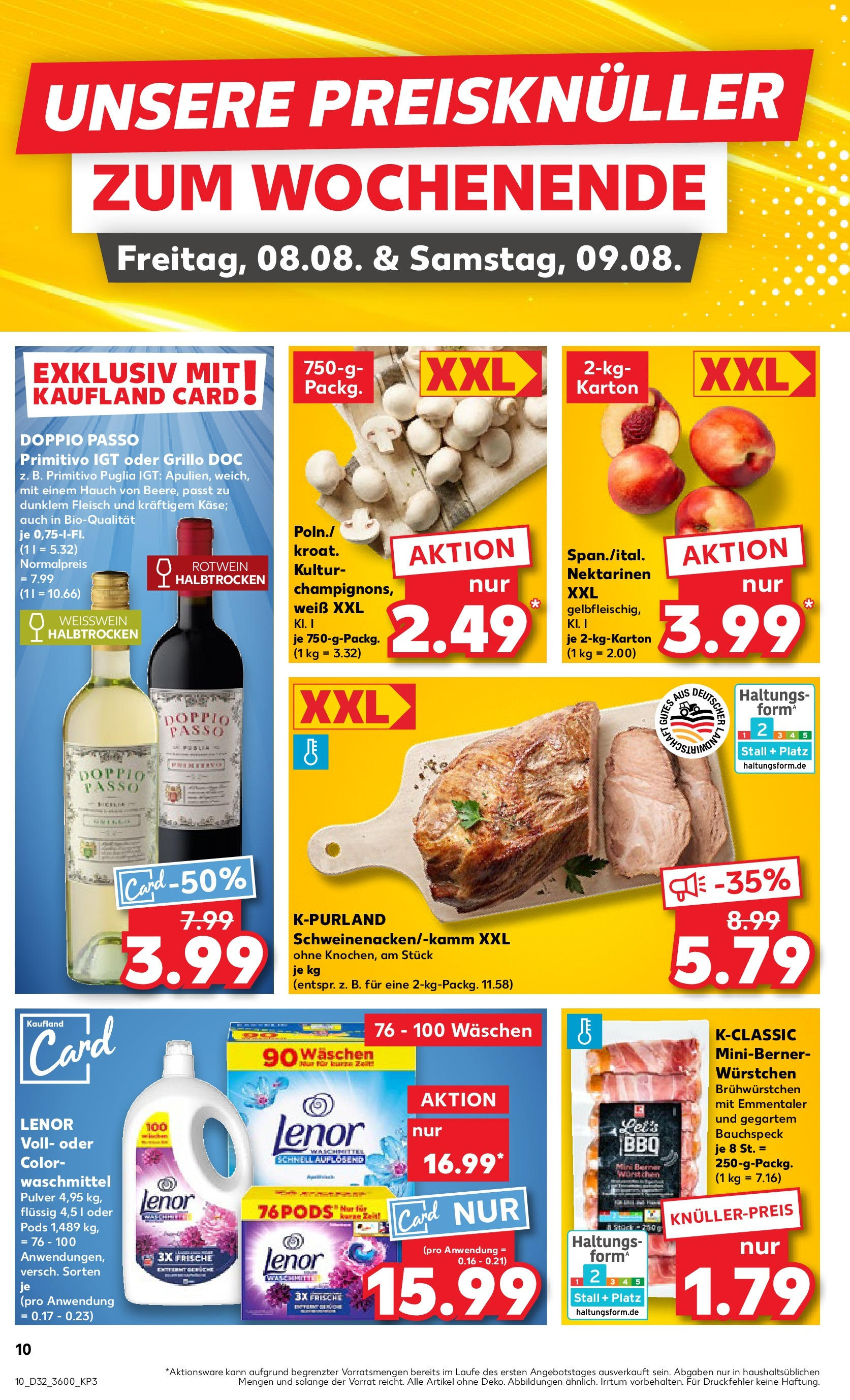 Prospekt Kaufland ab 07.08.2025 » Angebote Online zum Blättern | Seite: 10 | Produkte: Lenor, Nektarinen, Rotwein, Waschmittel