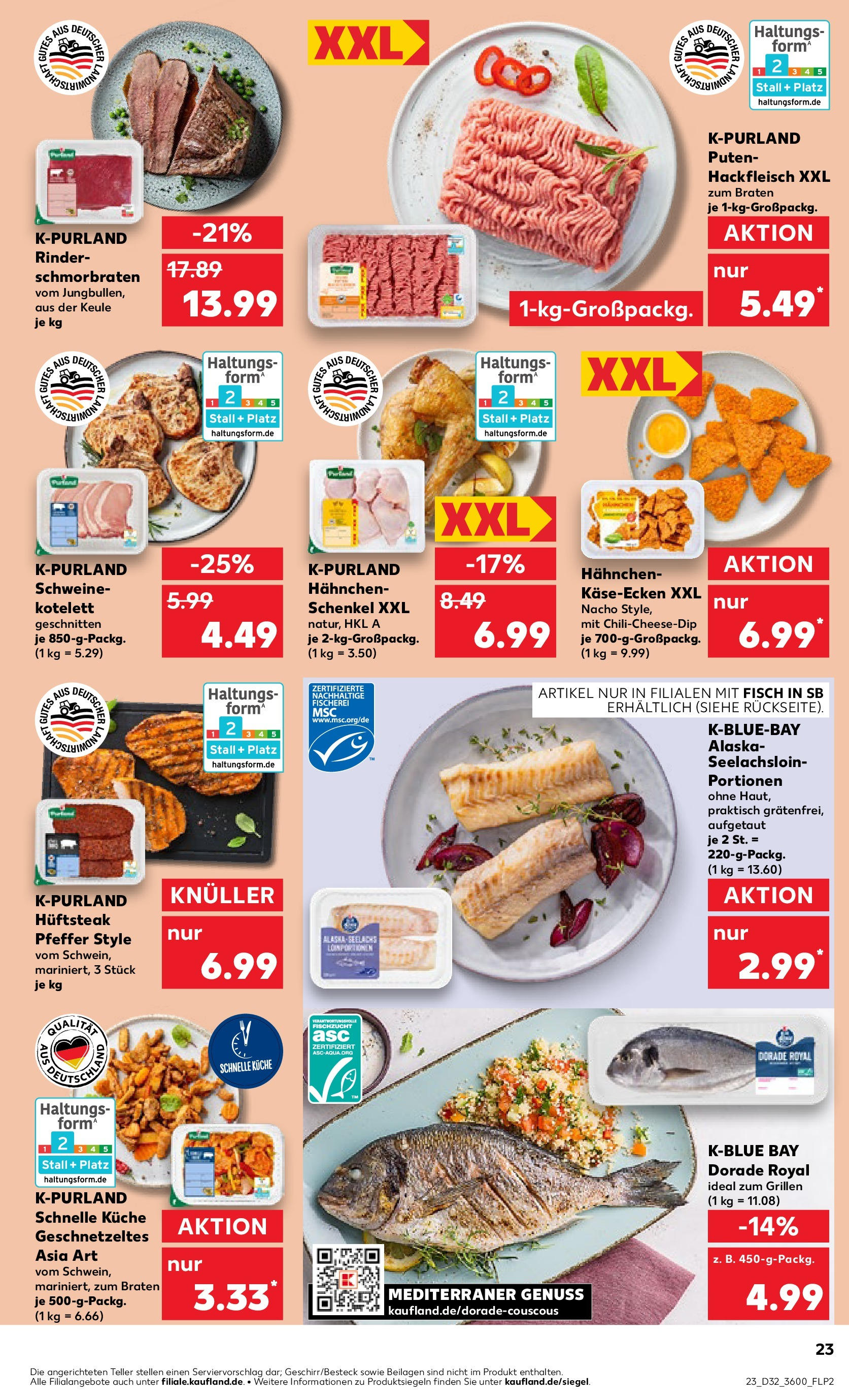 Prospekt Kaufland ab 07.08.2025 » Angebote Online zum Blättern | Seite: 23 | Produkte: Dorade, Küche, Fisch, Hackfleisch