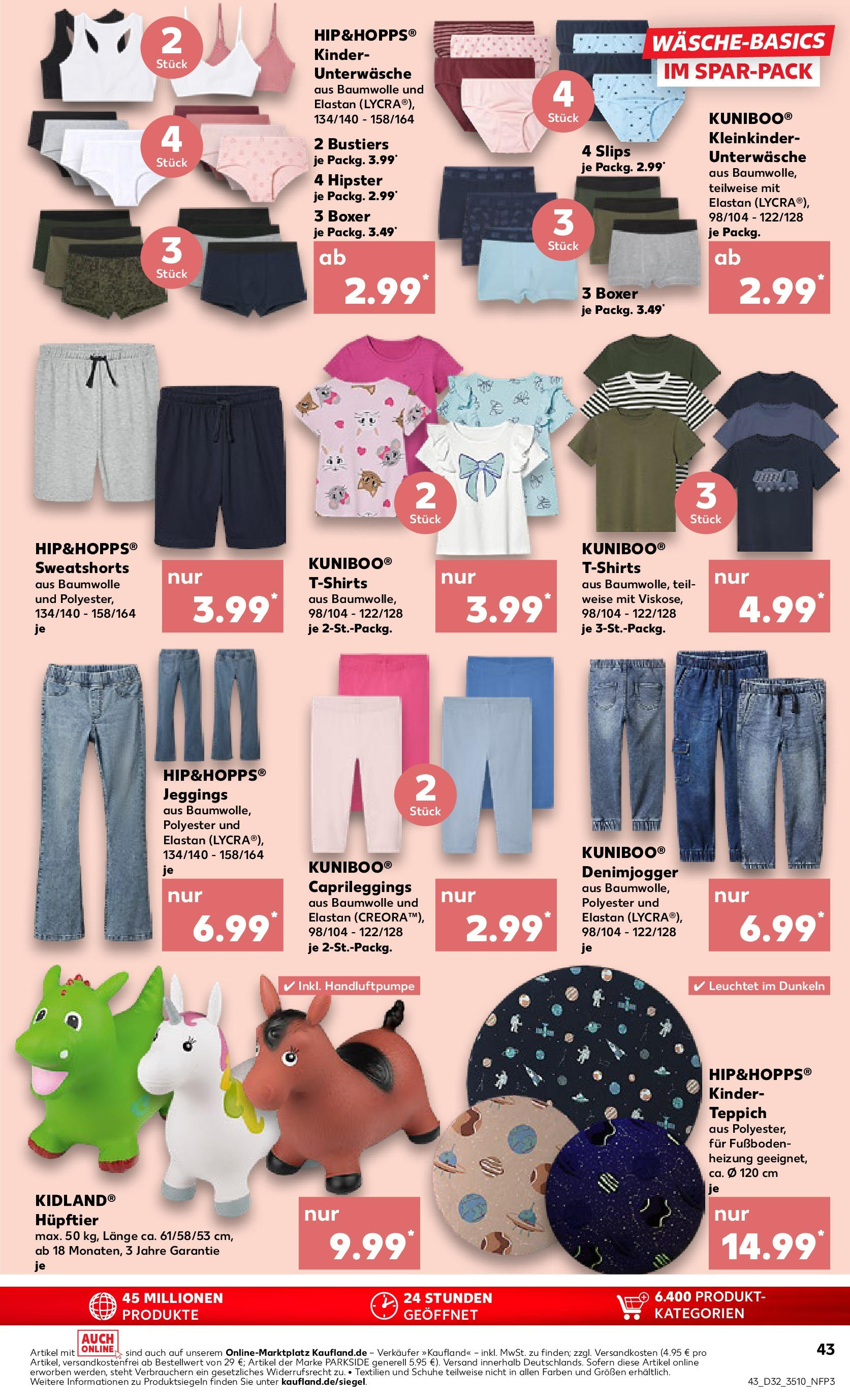 Prospekt Kaufland ab 07.08.2025 » Angebote Online zum Blättern | Seite: 43 | Produkte: T-Shirt, Teppich, Unterwäsche, Boxer
