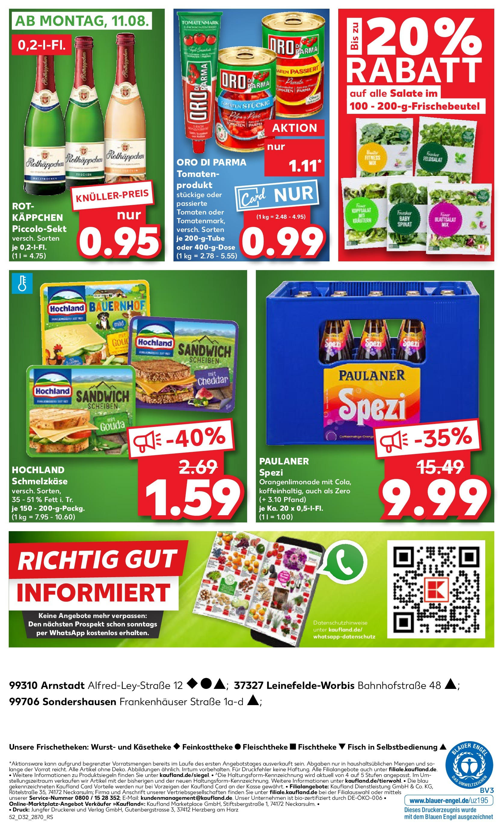 Prospekt Kaufland ab 07.08.2025 » Angebote Online zum Blättern | Seite: 52 | Produkte: Paulaner spezi, Tomaten, Oro di parma, Wurst