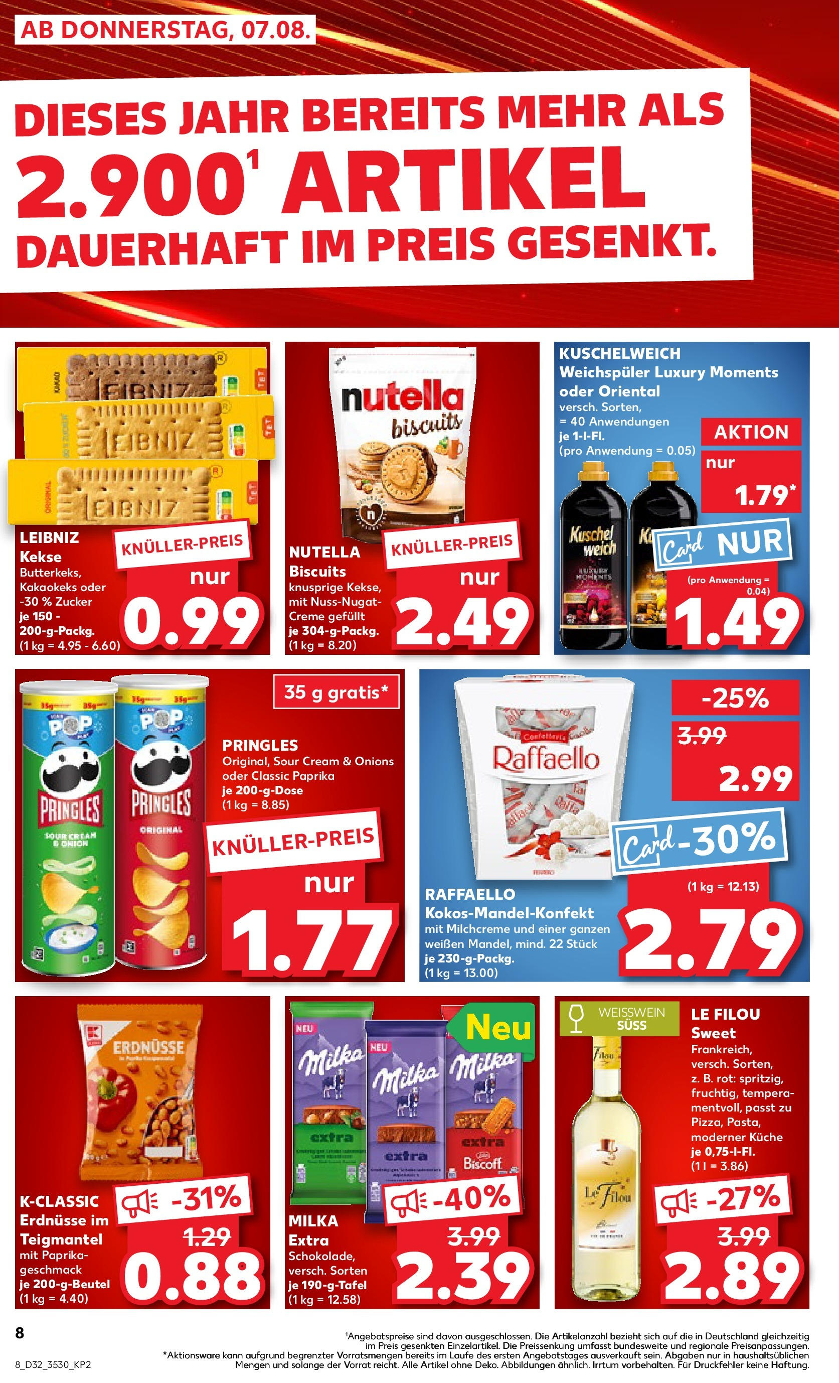 Prospekt Kaufland ab 07.08.2025 » Angebote Online zum Blättern | Seite: 8 | Produkte: Le filou, Erdnüsse, Pringles, Chips