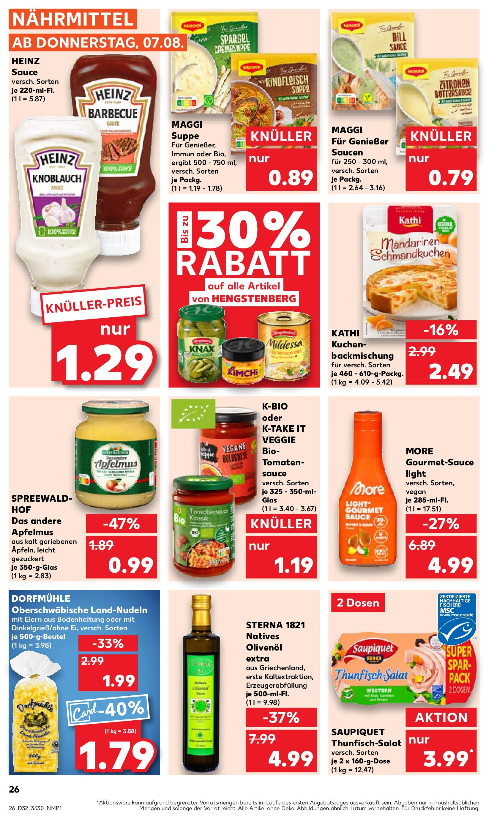 Prospekt Kaufland ab 07.08.2025 » Angebote Online zum Blättern | Seite: 26 | Produkte: Olivenol, Spargel, Apple, Pasta