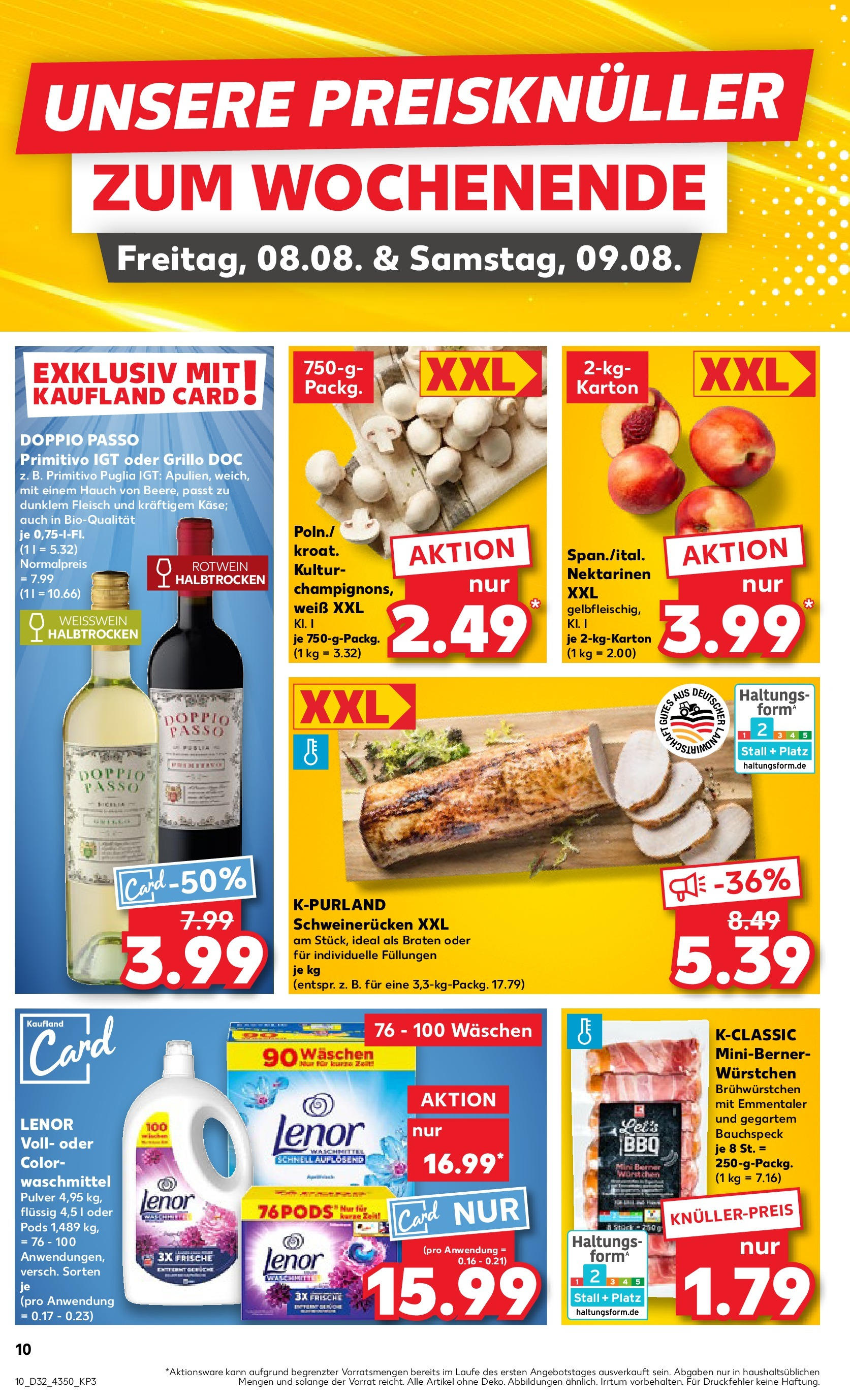 Prospekt Kaufland ab 07.08.2025 » Angebote Online zum Blättern | Seite: 10 | Produkte: Lenor, Nektarinen, Waschmittel, Fleisch