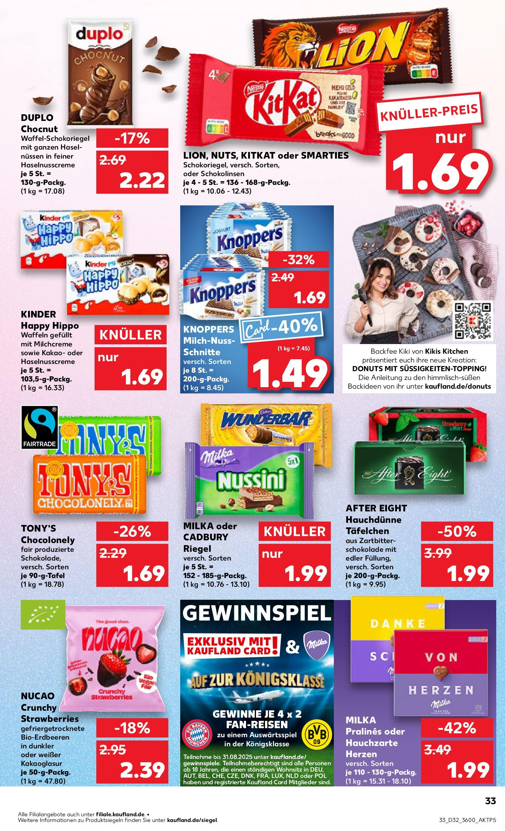 Prospekt Kaufland ab 07.08.2025 » Angebote Online zum Blättern | Seite: 33 | Produkte: Schokolade, Smarties, Milka, Waffeln