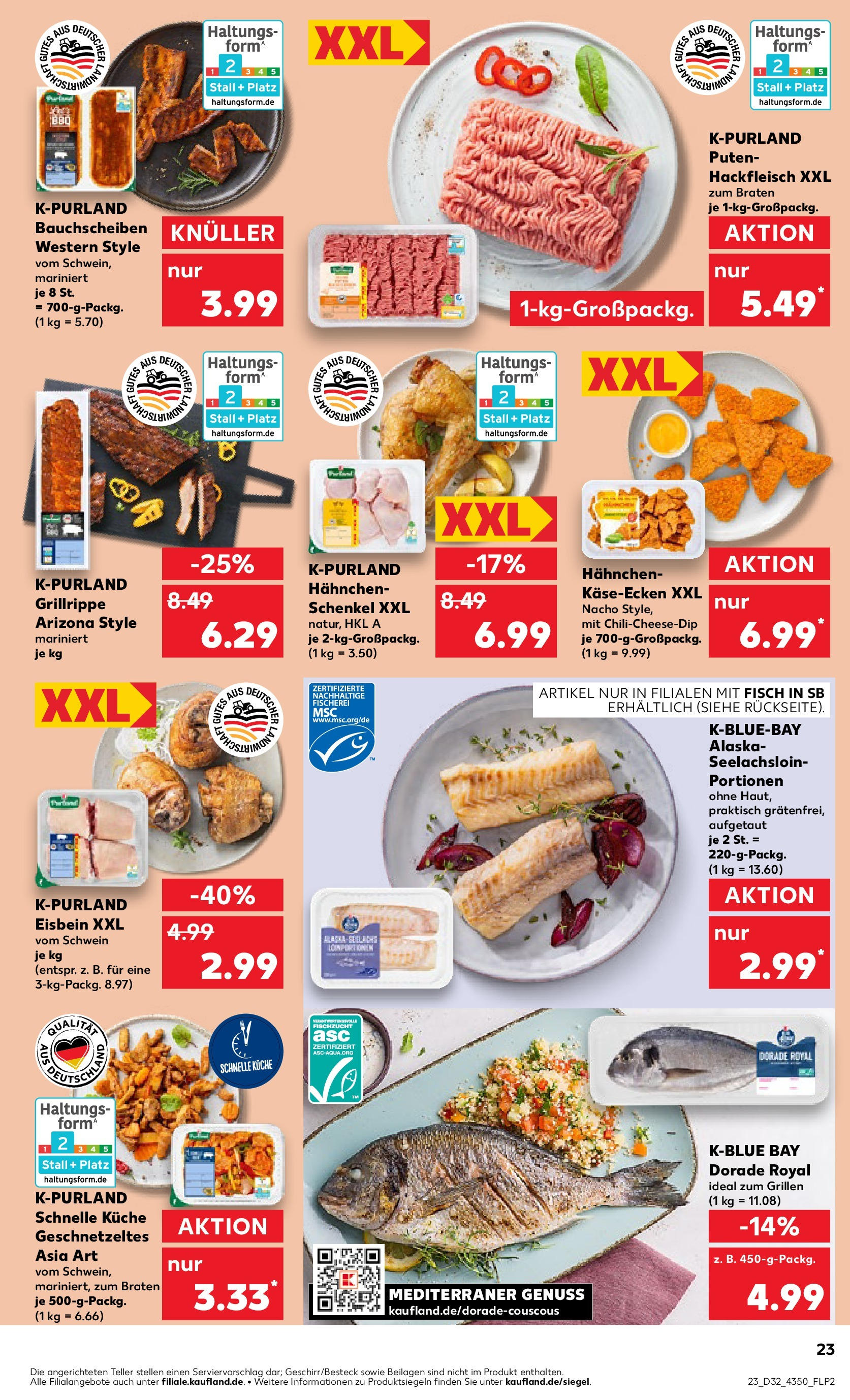 Prospekt Kaufland ab 07.08.2025 » Angebote Online zum Blättern | Seite: 23 | Produkte: Dorade, Küche, Fisch, Hackfleisch