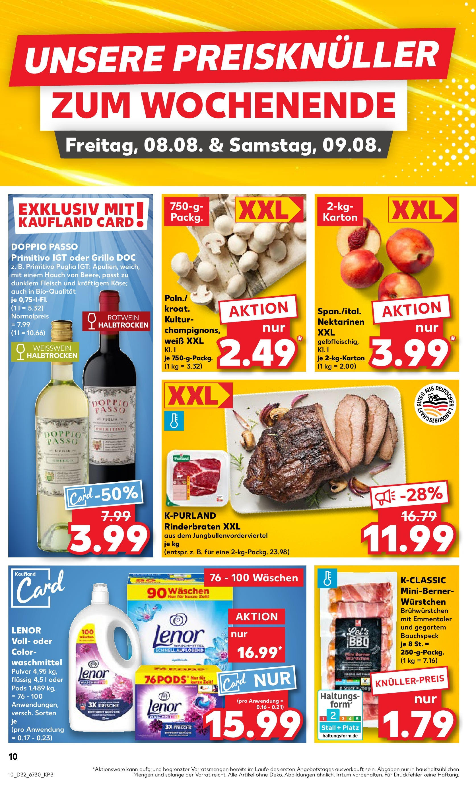 Prospekt Kaufland ab 07.08.2025 » Angebote Online zum Blättern | Seite: 10 | Produkte: Lenor, Nektarinen, Doppio Passo, Fleisch