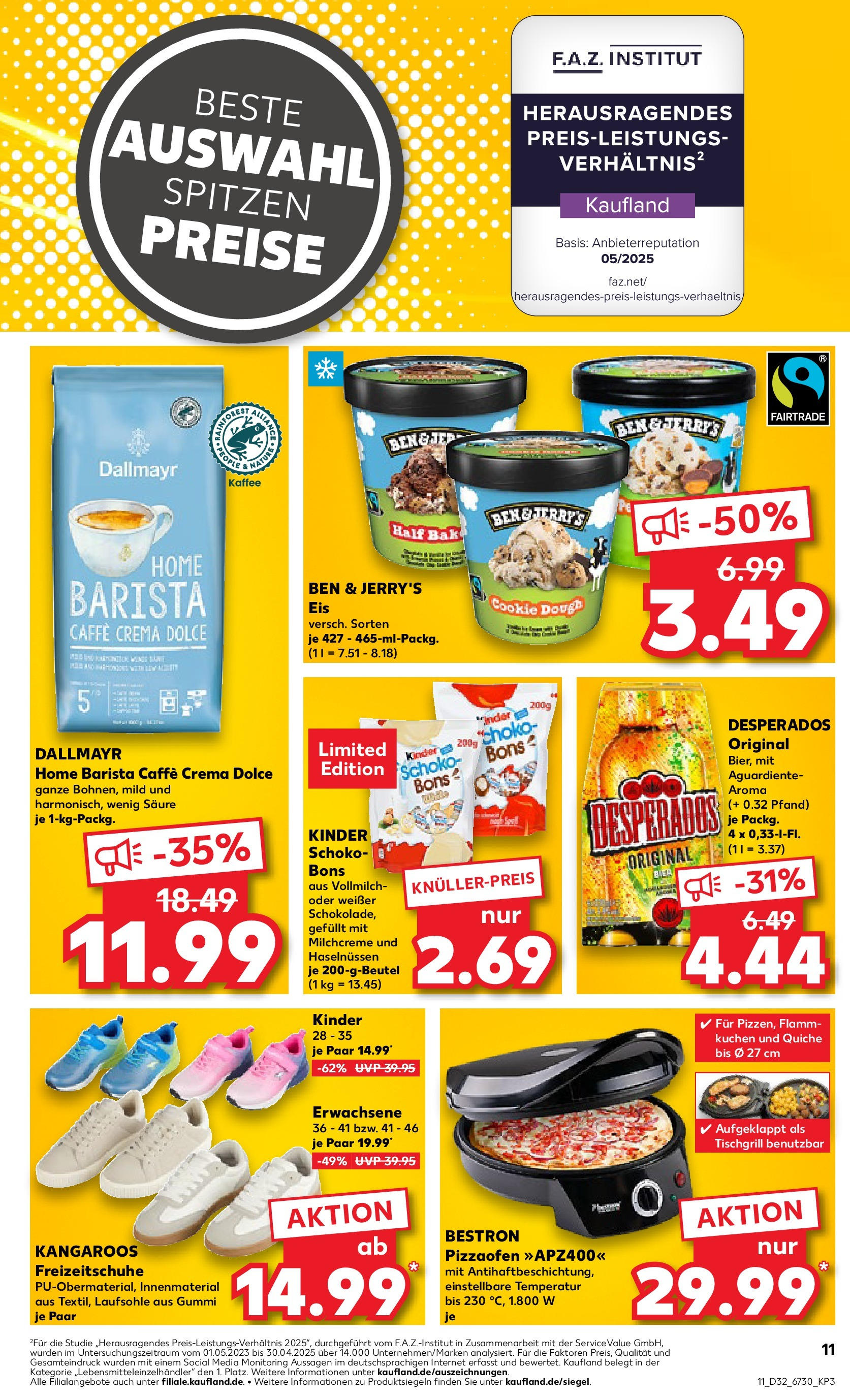 Prospekt Kaufland ab 07.08.2025 » Angebote Online zum Blättern | Seite: 11 | Produkte: Desperados, Pizza, Kuchen, Eis