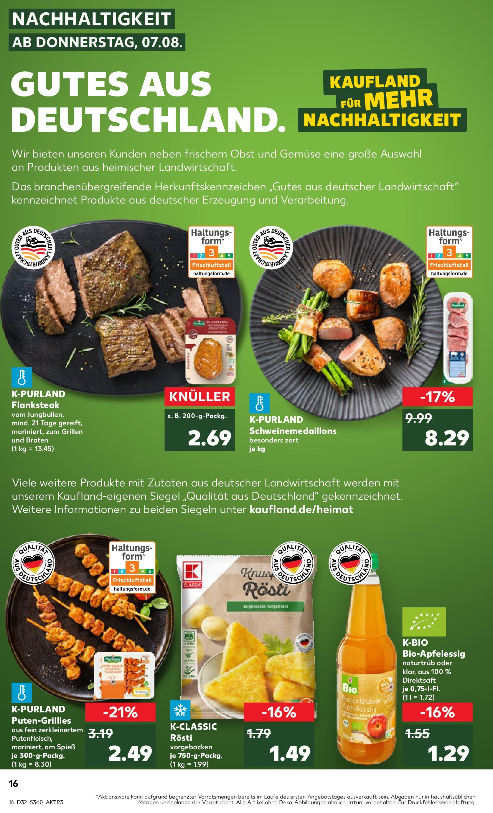 Prospekt Kaufland ab 07.08.2025 » Angebote Online zum Blättern | Seite: 16 | Produkte: Apple, Gemüse, Obst, Steak