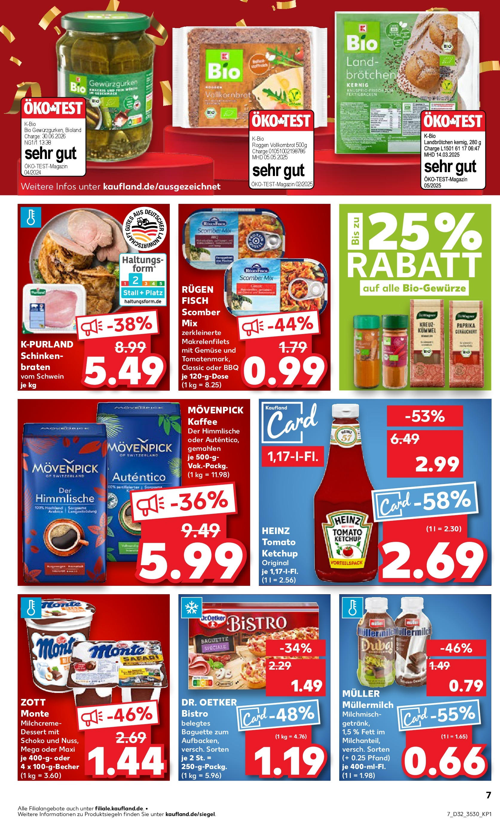 Prospekt Kaufland ab 07.08.2025 » Angebote Online zum Blättern | Seite: 7 | Produkte: Fisch, Paprika, Movenpick kaffee, Muller mullermilch