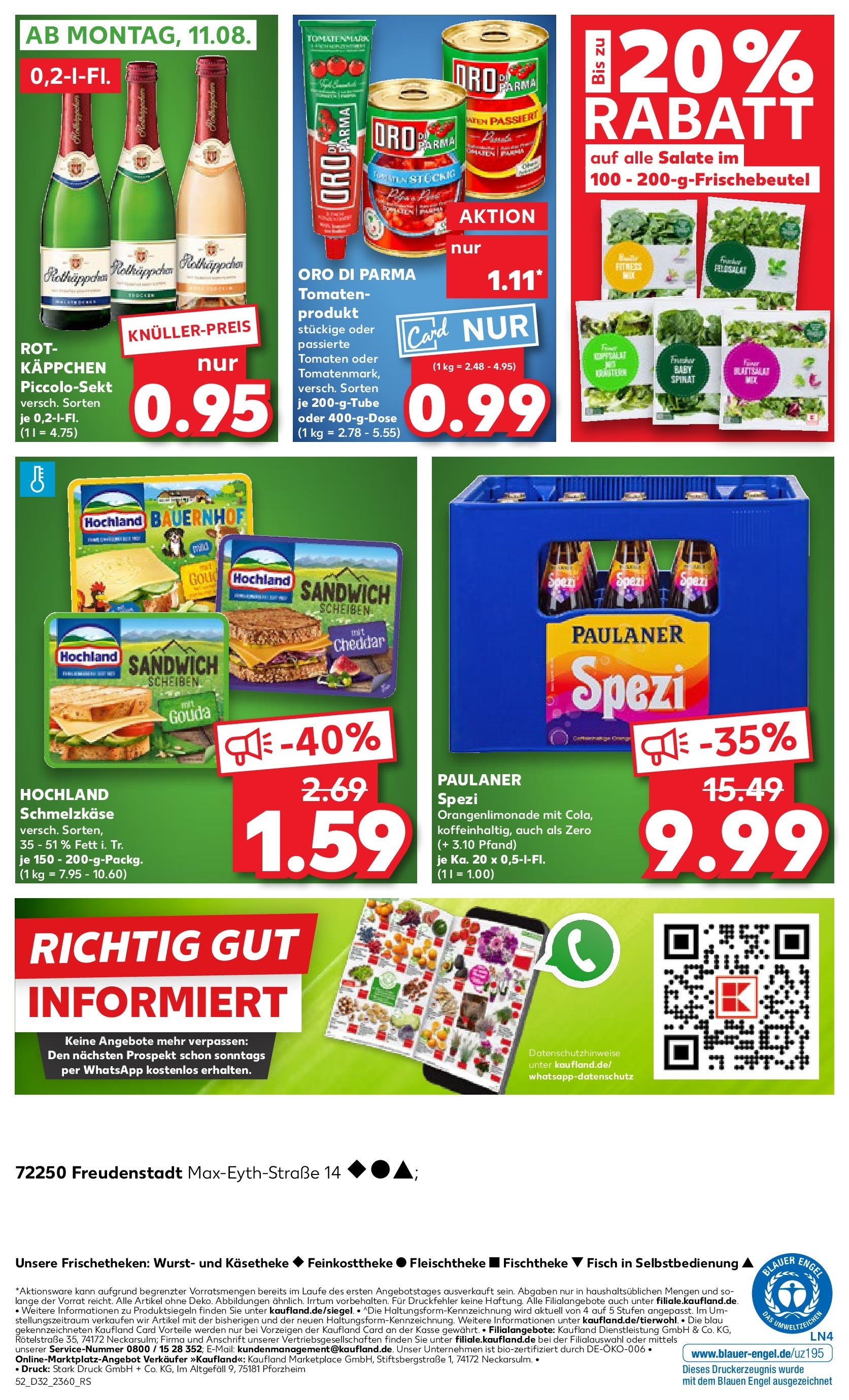Prospekt Kaufland ab 07.08.2025 » Angebote Online zum Blättern | Seite: 52 | Produkte: Paulaner spezi, Tomaten, Oro di parma, Rotkäppchen