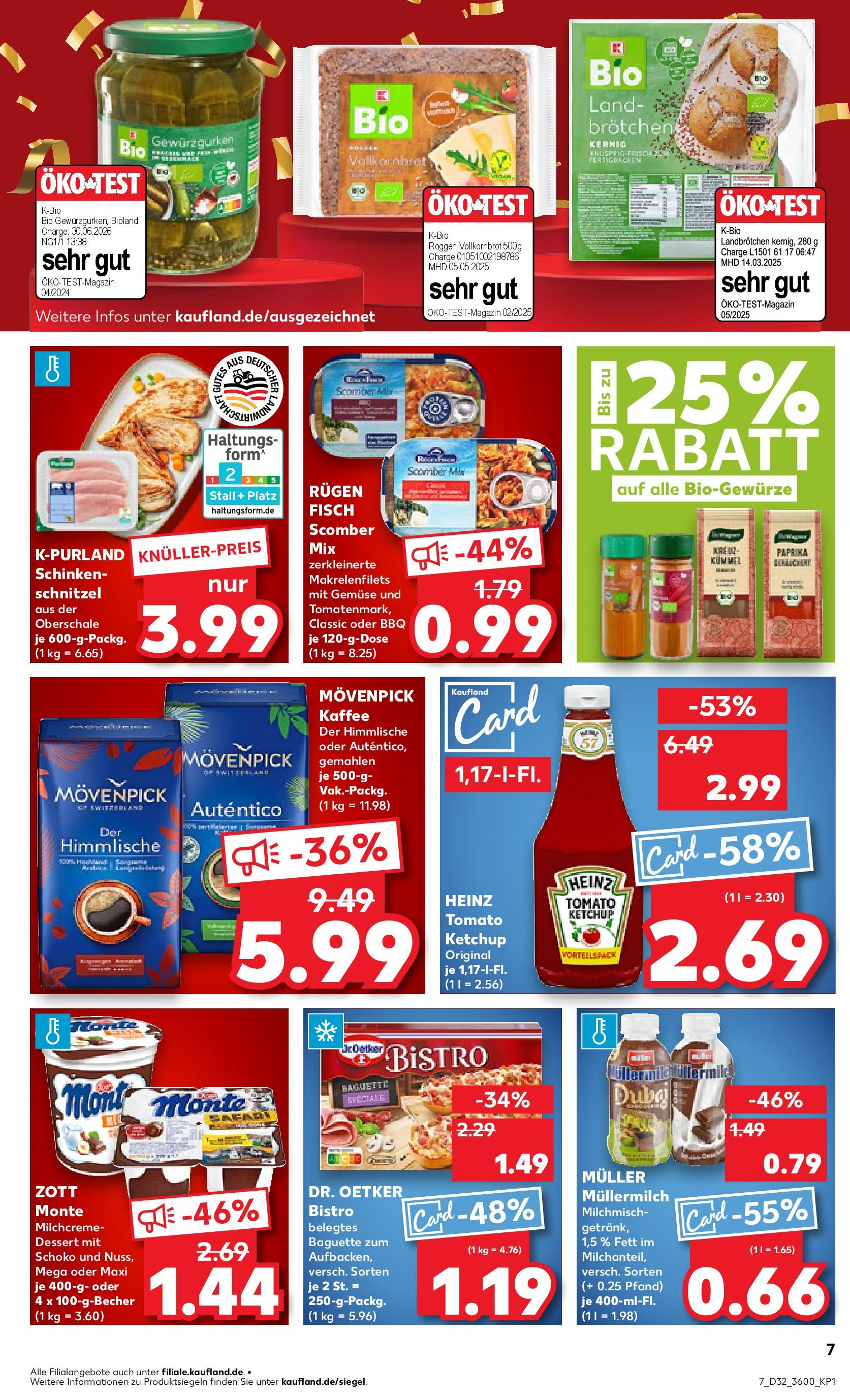 Prospekt Kaufland ab 07.08.2025 » Angebote Online zum Blättern | Seite: 7 | Produkte: Fisch, Paprika, Müllermilch, Schinken