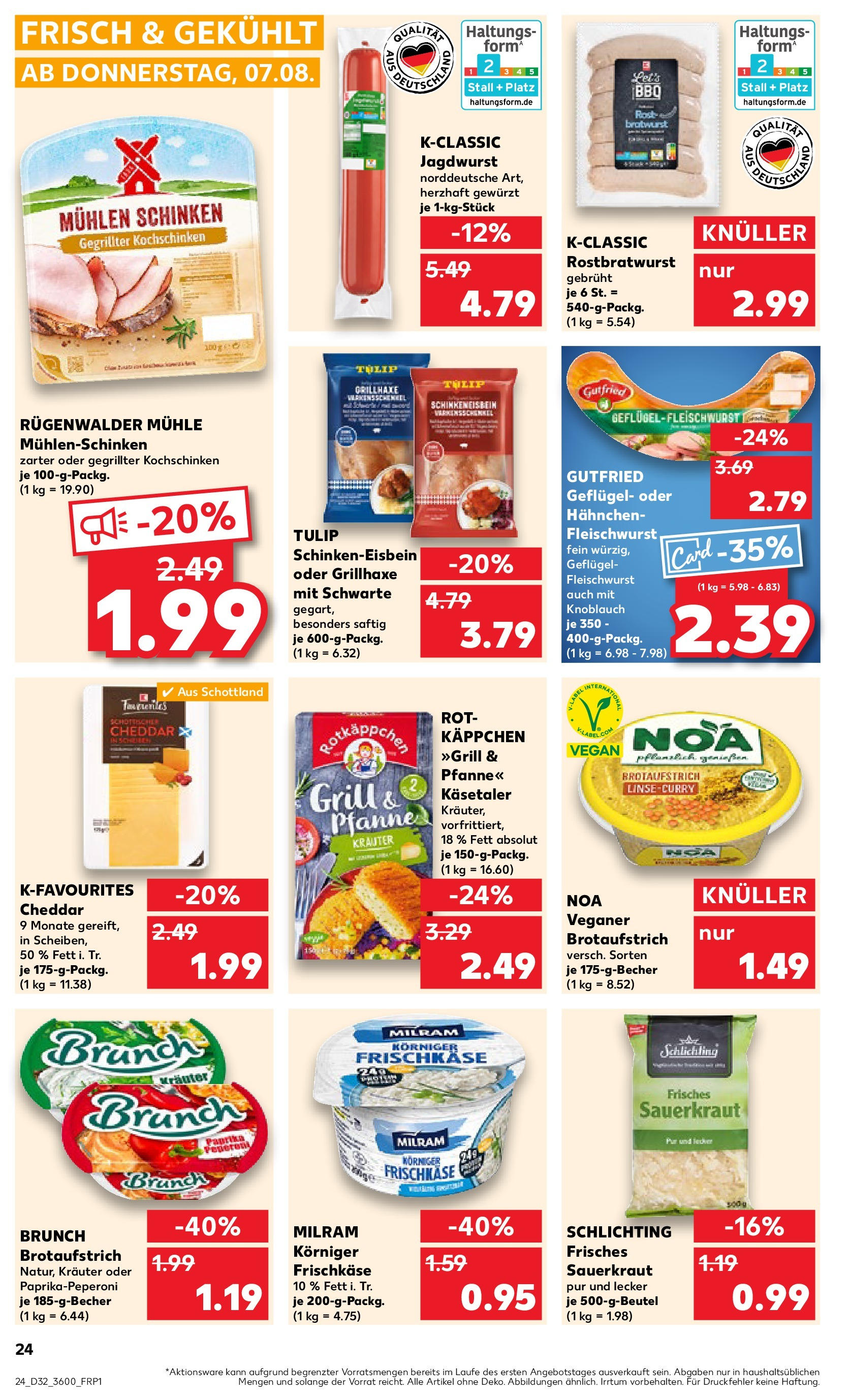 Prospekt Kaufland ab 07.08.2025 » Angebote Online zum Blättern | Seite: 24 | Produkte: Grill, Knoblauch, Schinken, Frischkase