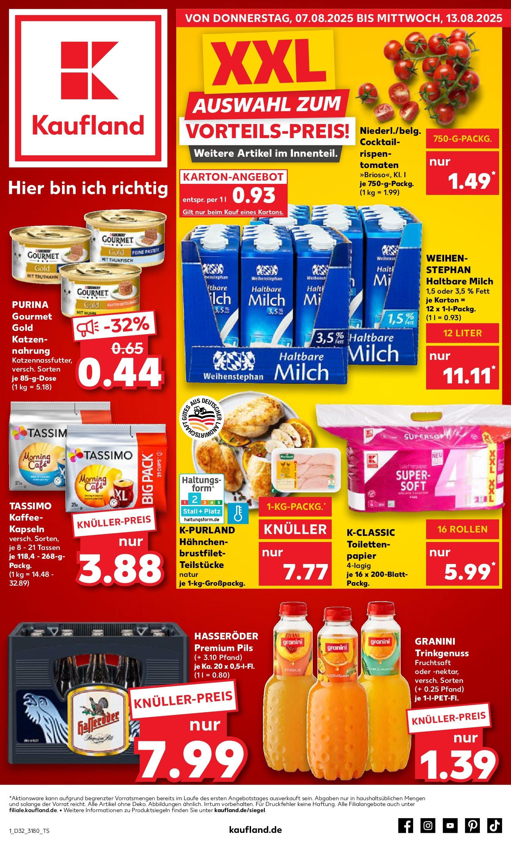 Prospekt Kaufland ab 07.08.2025 » Angebote Online zum Blättern | Seite: 1 | Produkte: Thunfisch, Pils, Granini, Purina gourmet gold