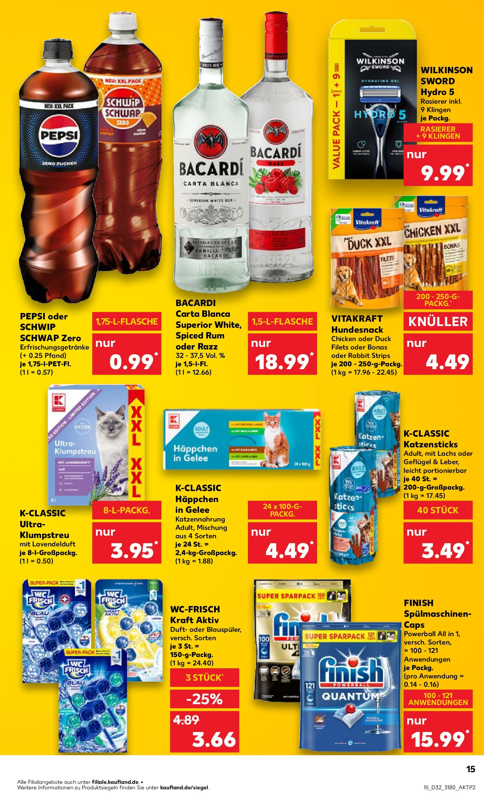 Prospekt Kaufland ab 07.08.2025 » Angebote Online zum Blättern | Seite: 15 | Produkte: Bacardi, Rasierer, Duft, Pepsi
