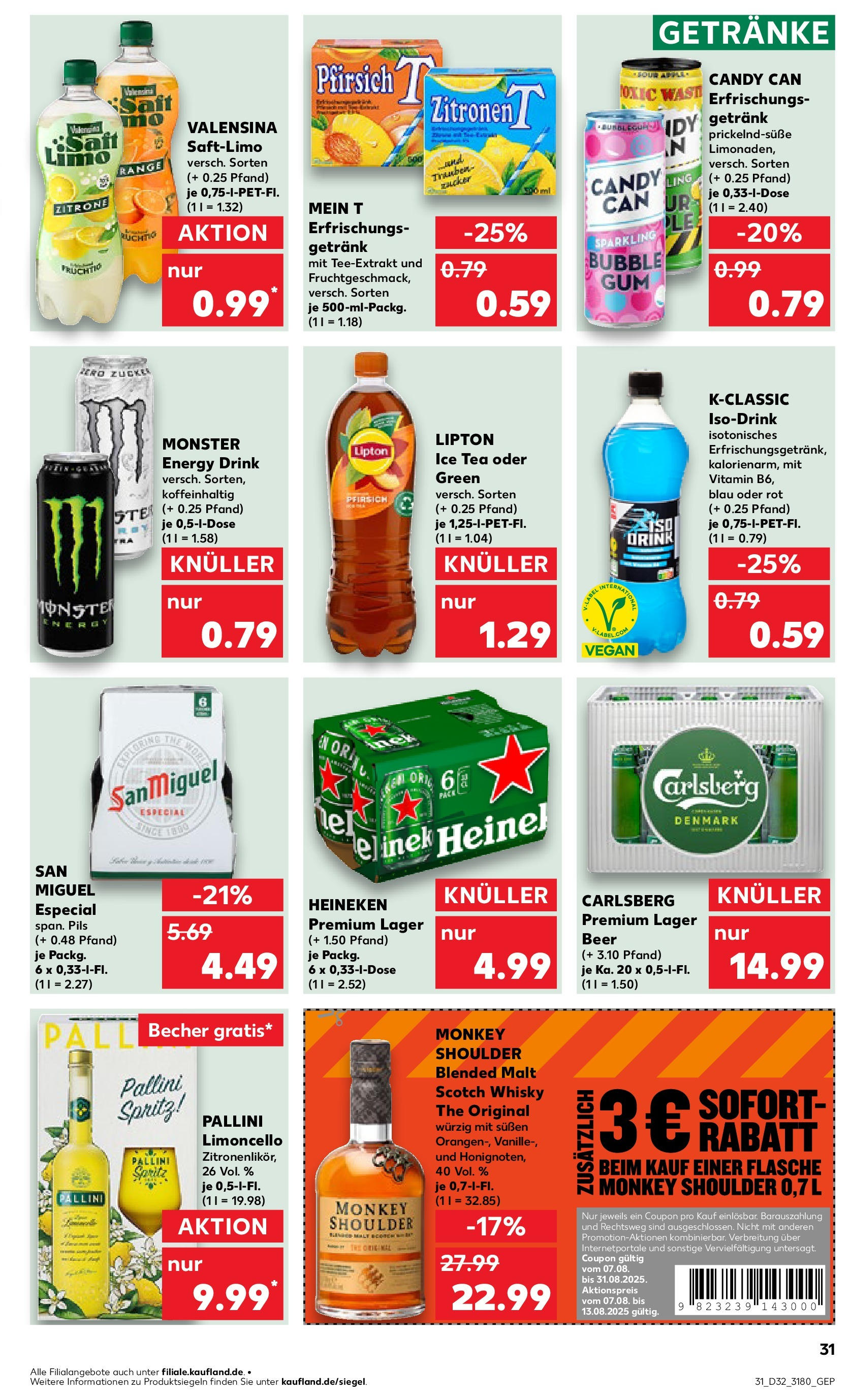 Prospekt Kaufland ab 07.08.2025 » Angebote Online zum Blättern | Seite: 31 | Produkte: Carlsberg, Pils, Zitrone, Pfirsich
