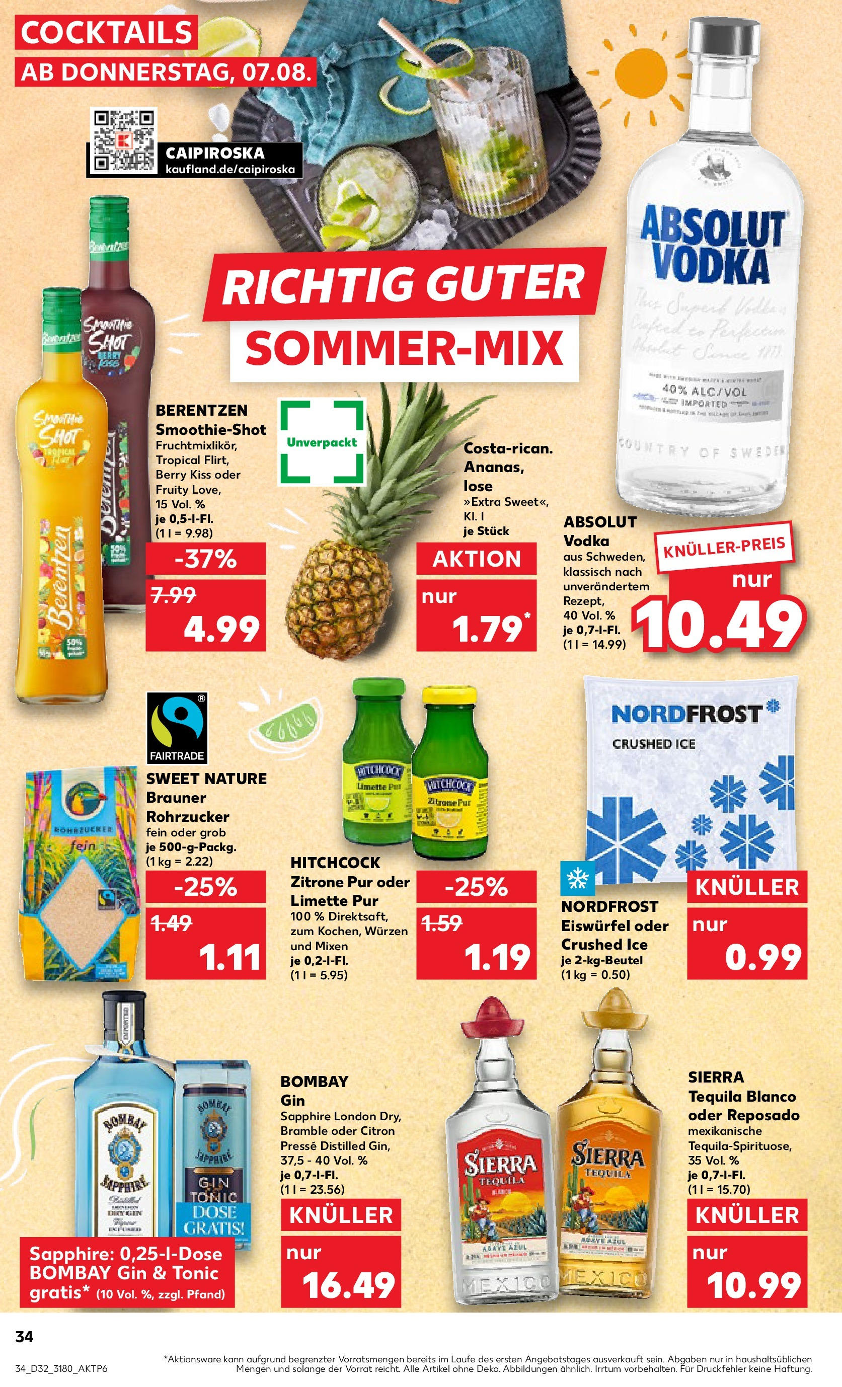 Prospekt Kaufland ab 07.08.2025 » Angebote Online zum Blättern | Seite: 34 | Produkte: Presse, Ananas, Limette, Gin