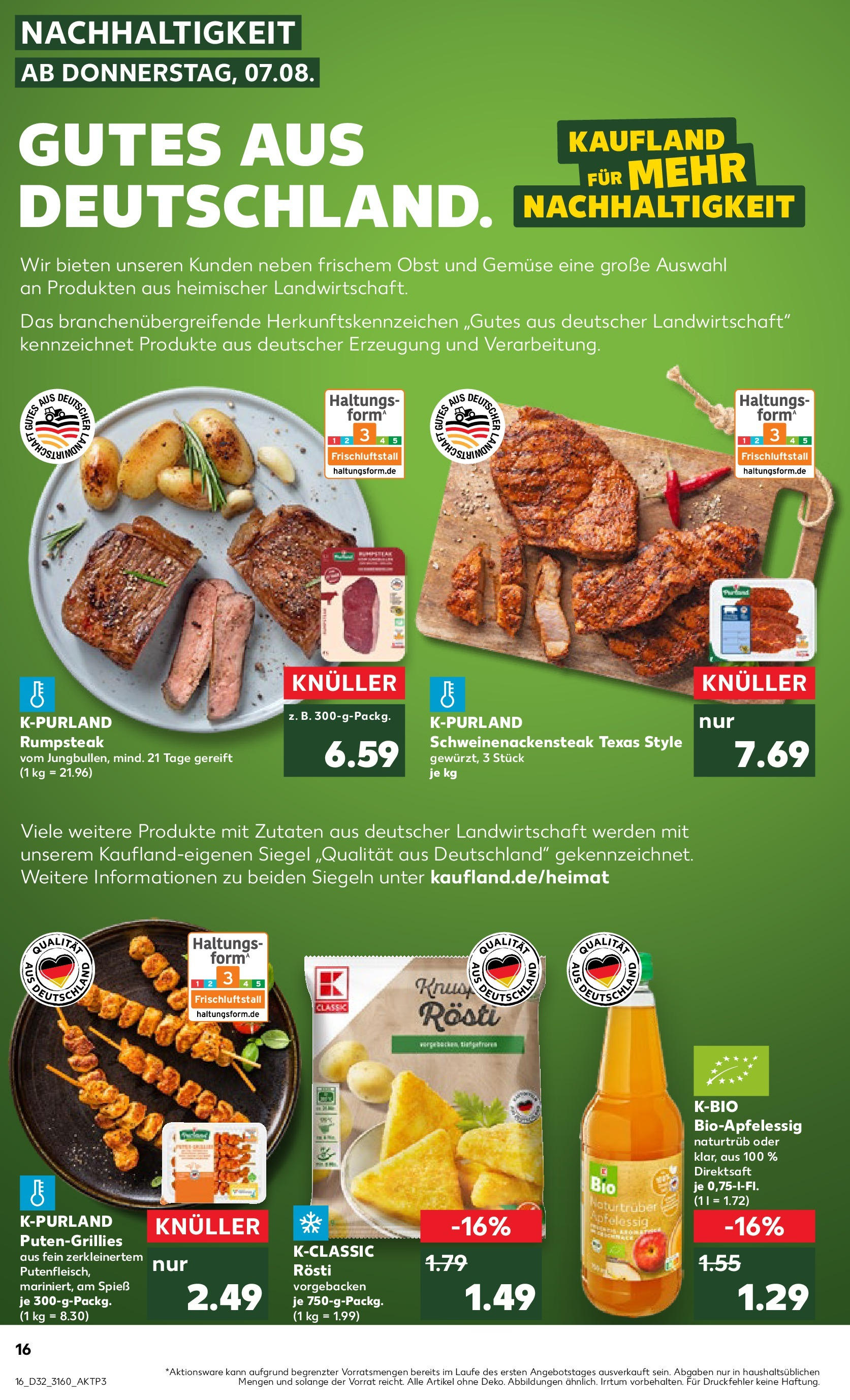 Prospekt Kaufland ab 07.08.2025 » Angebote Online zum Blättern | Seite: 16 | Produkte: Rumpsteak, Grill, Apple, Gemüse