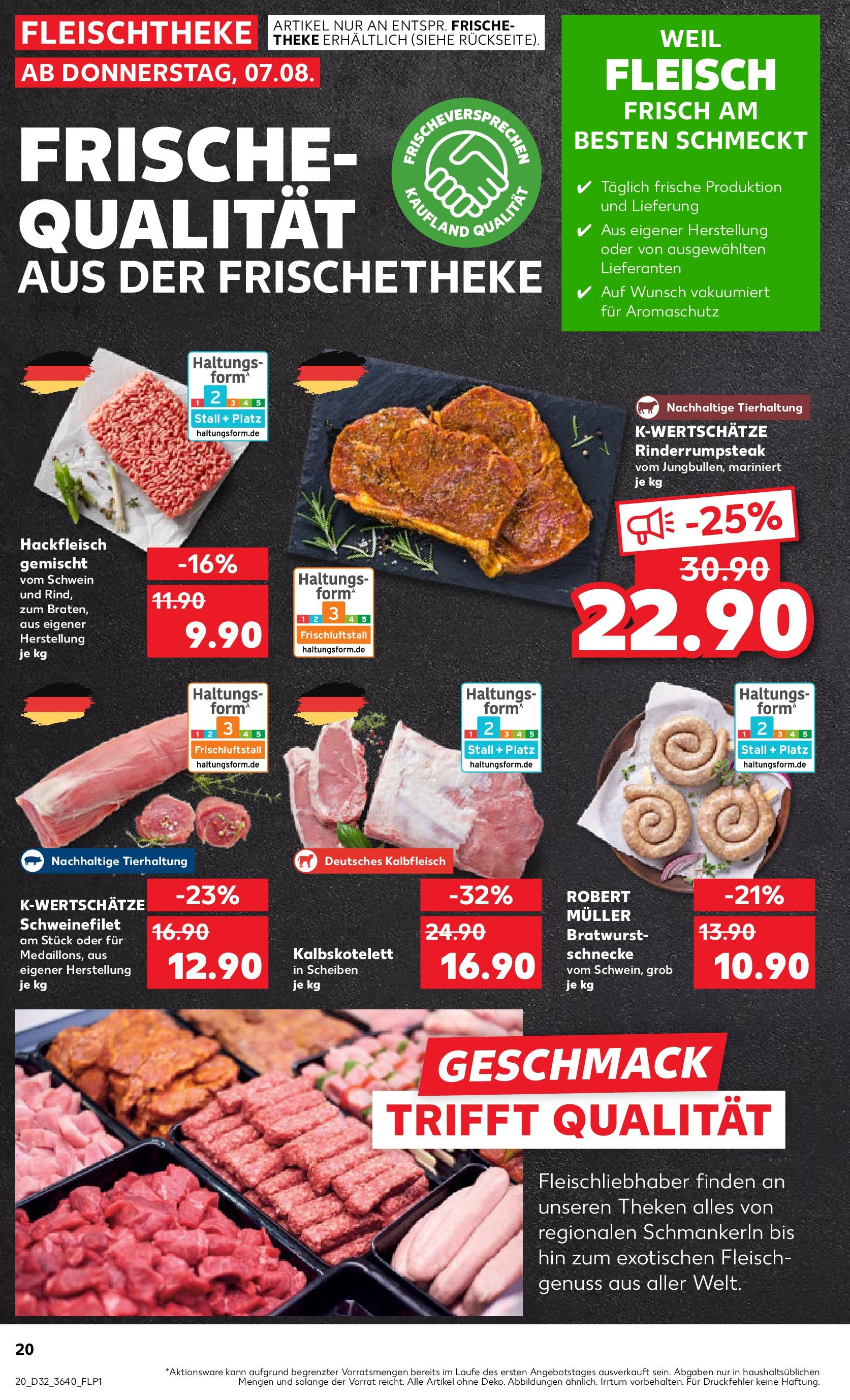 Prospekt Kaufland ab 07.08.2025 » Angebote Online zum Blättern | Seite: 20 | Produkte: Theke, Bratwurst, Fleisch, Hackfleisch