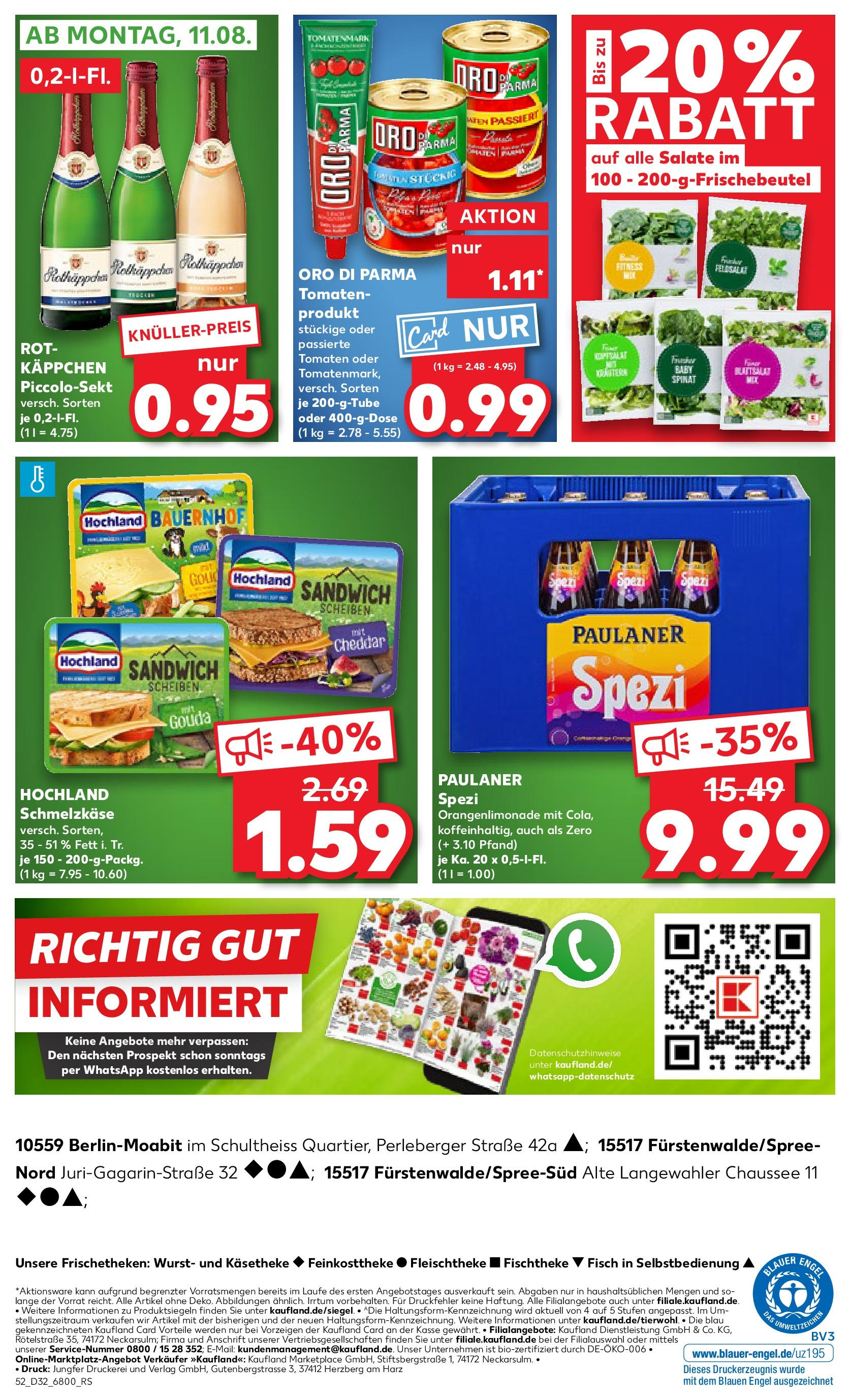 Prospekt Kaufland ab 07.08.2025 » Angebote Online zum Blättern | Seite: 52 | Produkte: Paulaner spezi, Gouda, Wurst, Rotkäppchen