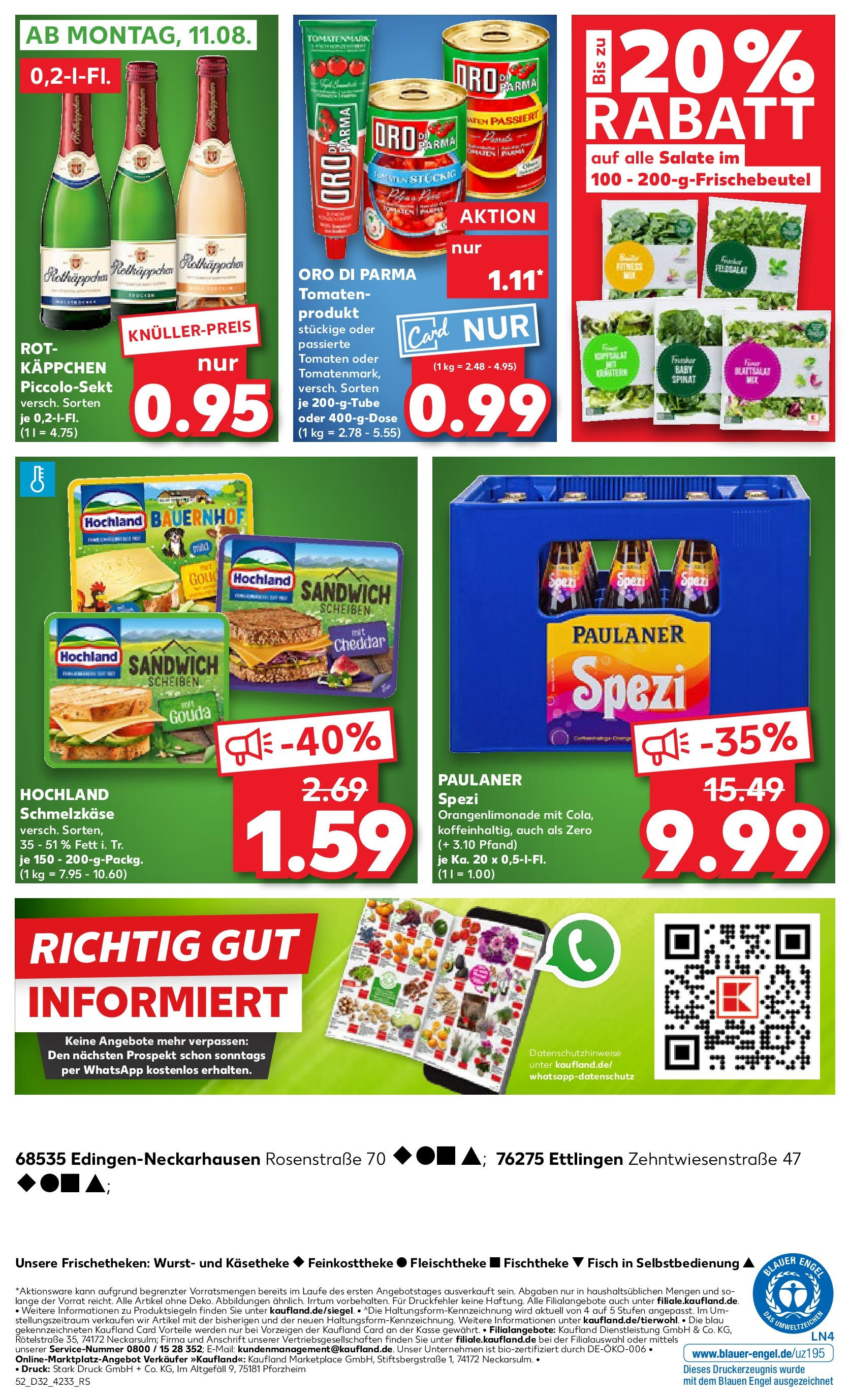 Prospekt Kaufland ab 07.08.2025 » Angebote Online zum Blättern | Seite: 52 | Produkte: Paulaner spezi, Tomaten, Oro di parma, Rotkäppchen