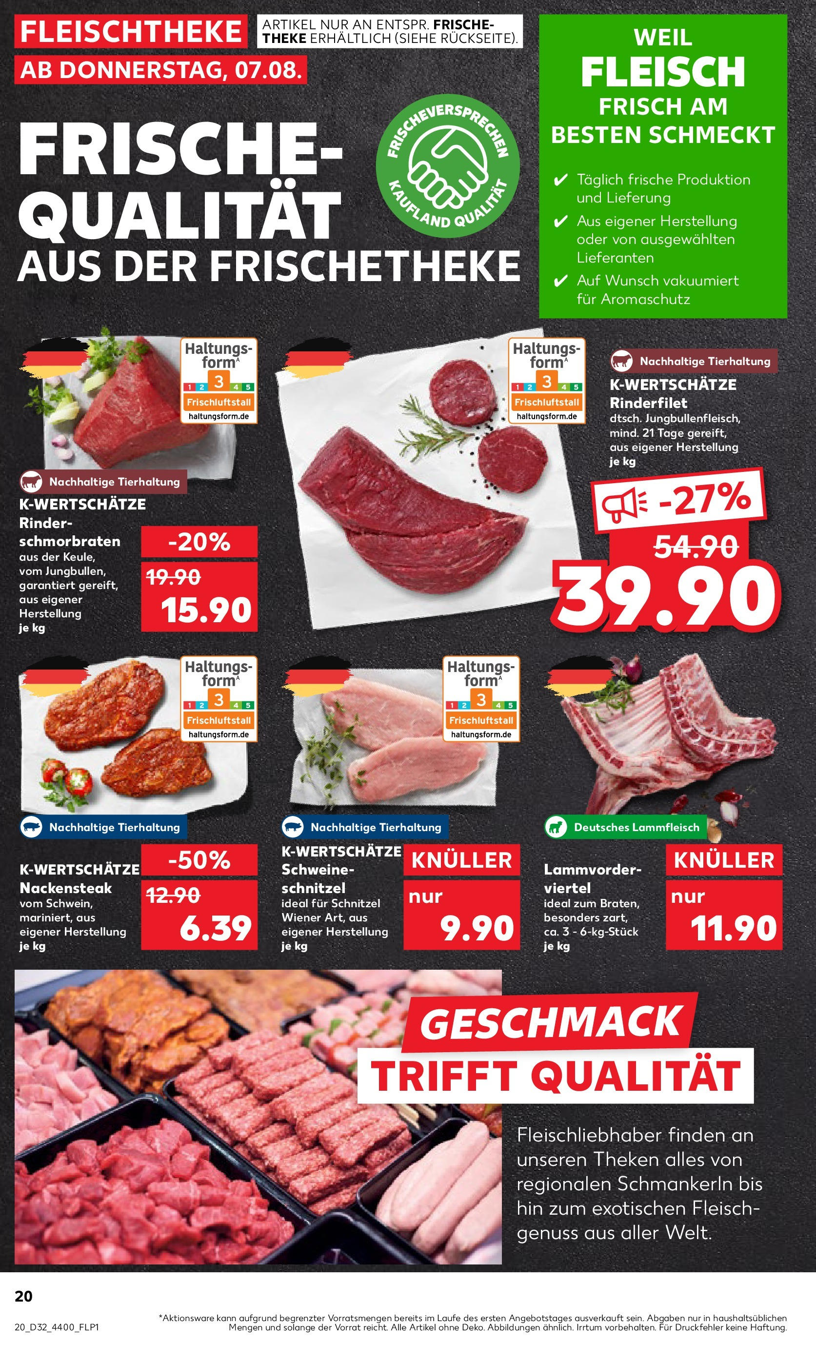 Prospekt Kaufland ab 07.08.2025 » Angebote Online zum Blättern | Seite: 20 | Produkte: Theke, Rinderfilet, Schnitzel, Fleisch
