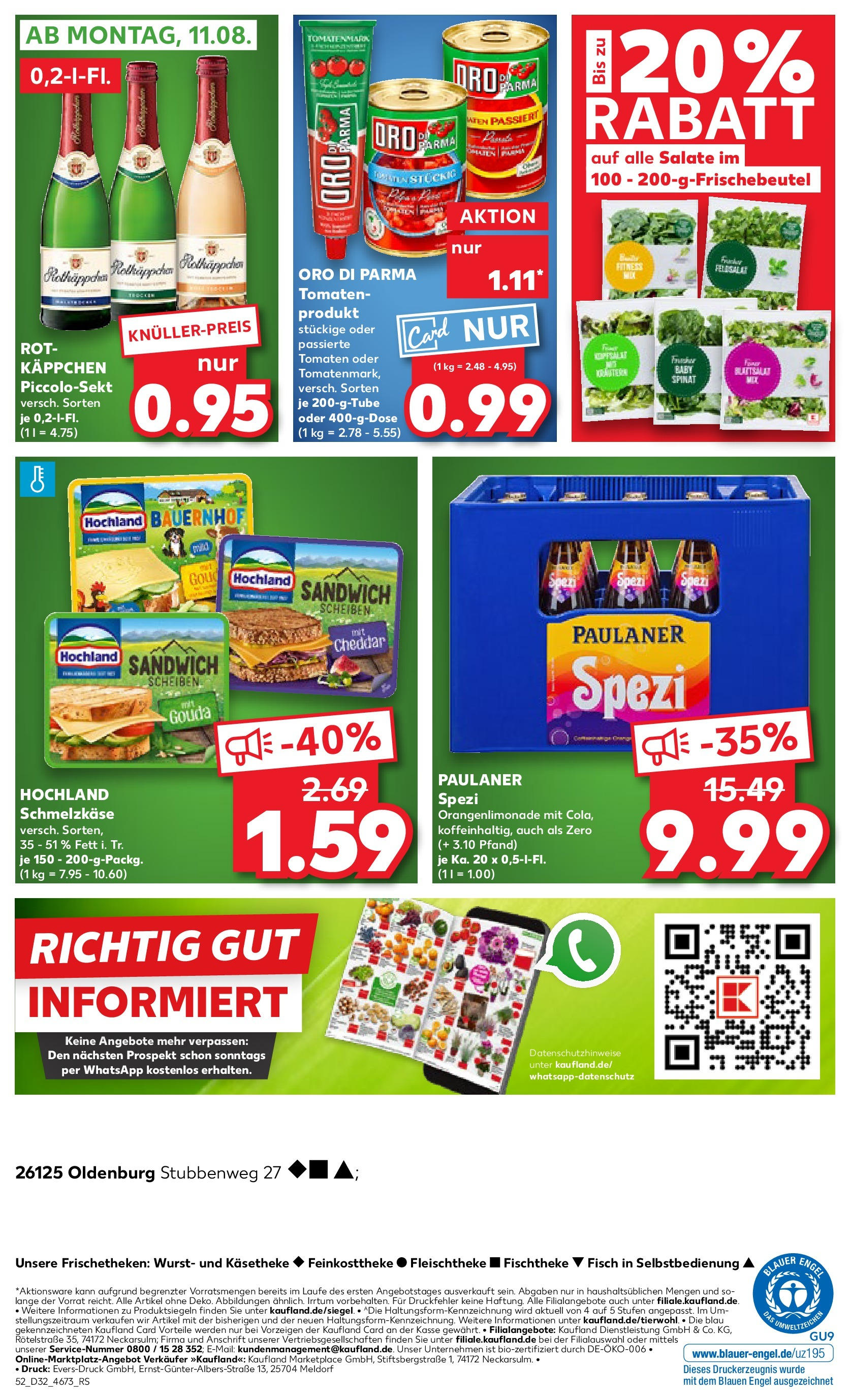 Prospekt Kaufland ab 07.08.2025 » Angebote Online zum Blättern | Seite: 52 | Produkte: Tomaten, Oro di parma, Wurst, Paulaner