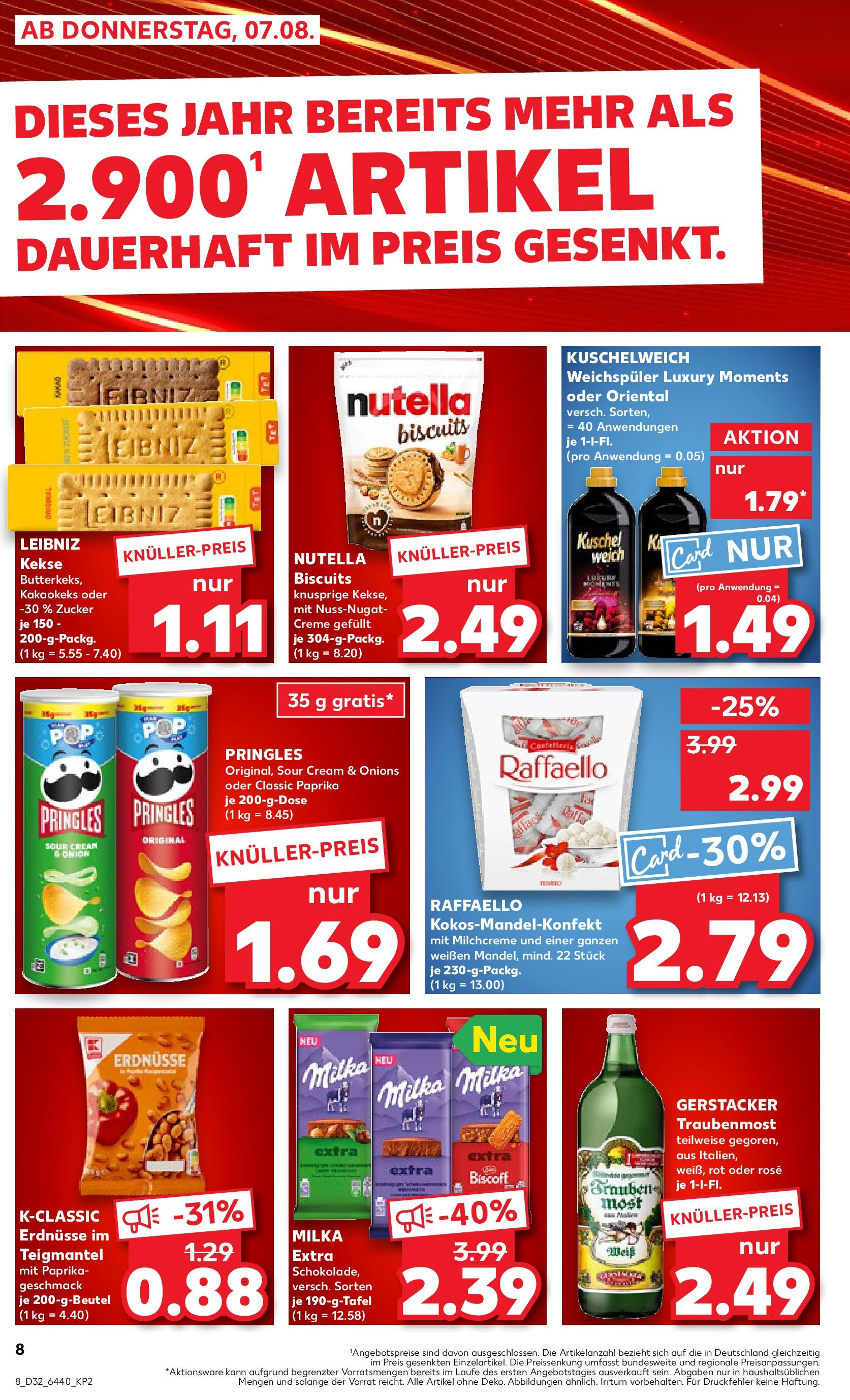 Prospekt Kaufland ab 07.08.2025 » Angebote Online zum Blättern | Seite: 8 | Produkte: Raffaello, Paprika, Pringles, Kekse