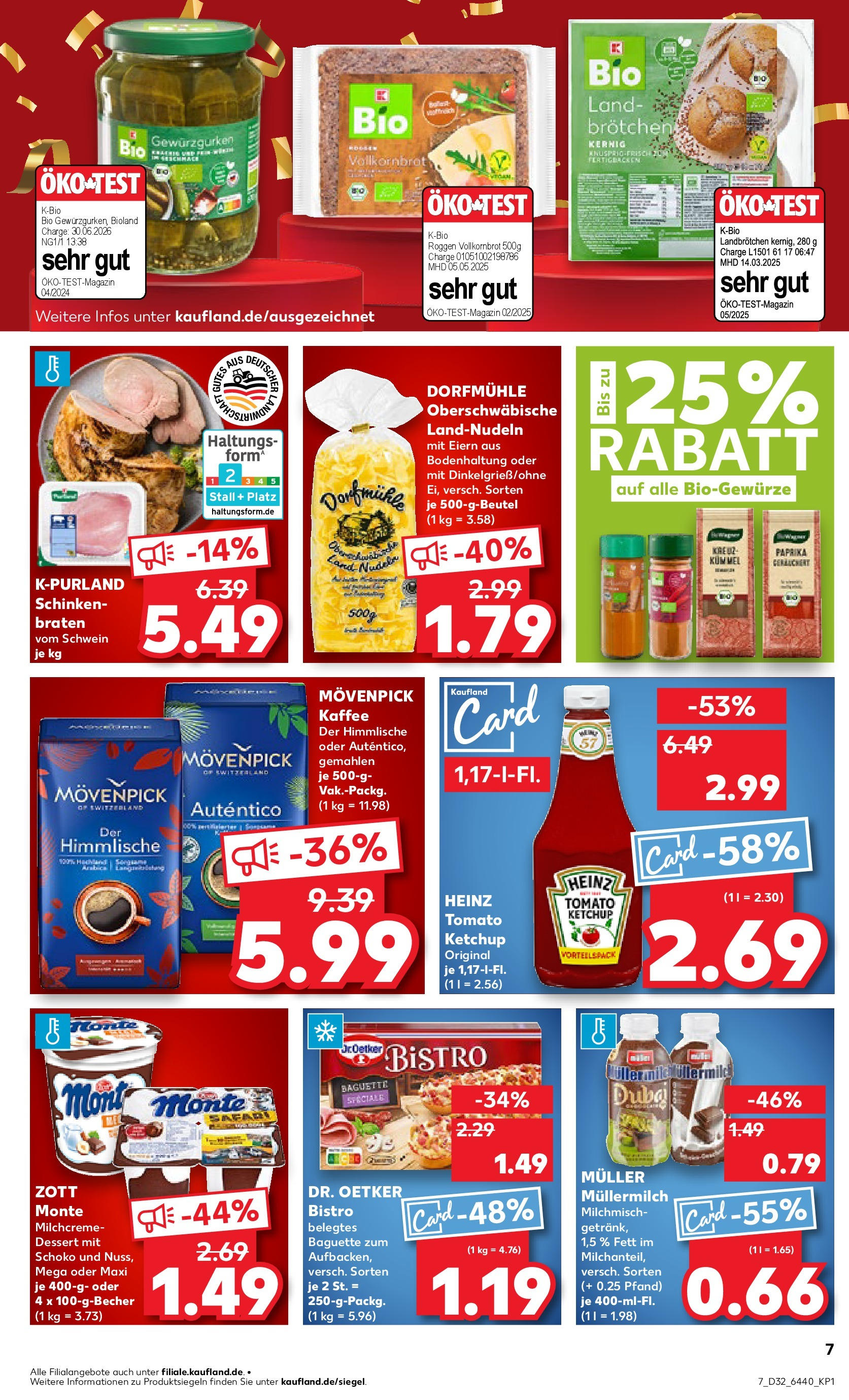 Prospekt Kaufland ab 07.08.2025 » Angebote Online zum Blättern | Seite: 7 | Produkte: Baguette, Movenpick kaffee, Pizza, Muller mullermilch