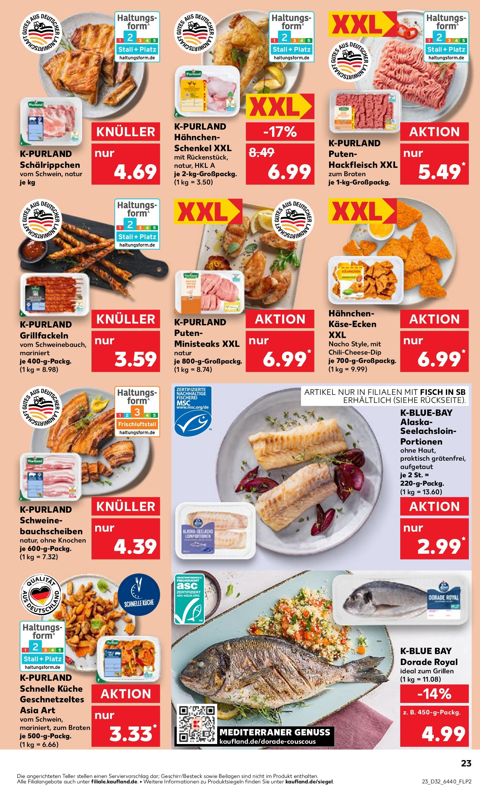 Prospekt Kaufland ab 07.08.2025 » Angebote Online zum Blättern | Seite: 23 | Produkte: Dorade, Küche, Fisch, Hackfleisch