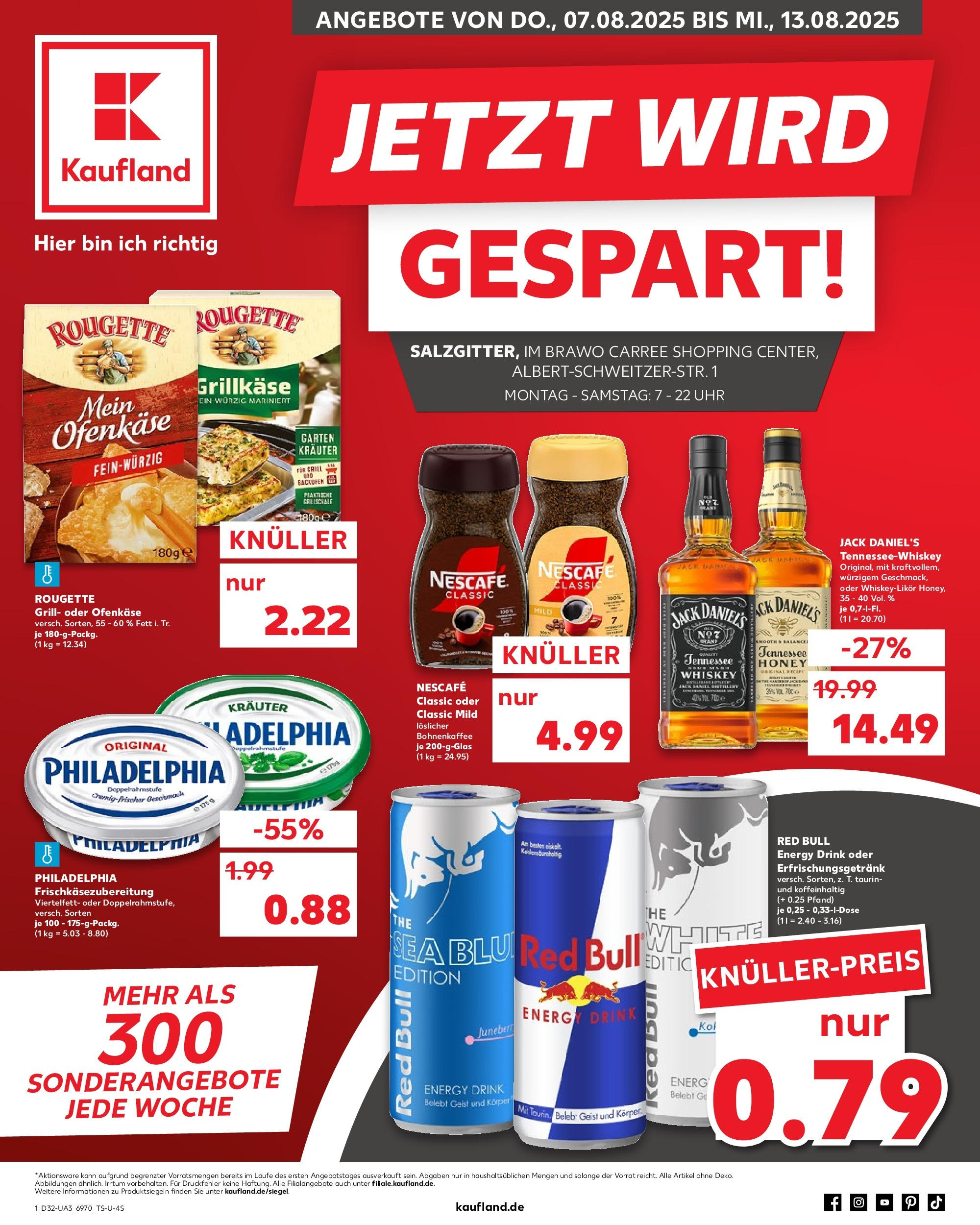 Prospekt Kaufland ab 07.08.2025 » Angebote Online zum Blättern | Seite: 1 | Produkte: Grill, Red bull, Jack Daniel's, Whiskey