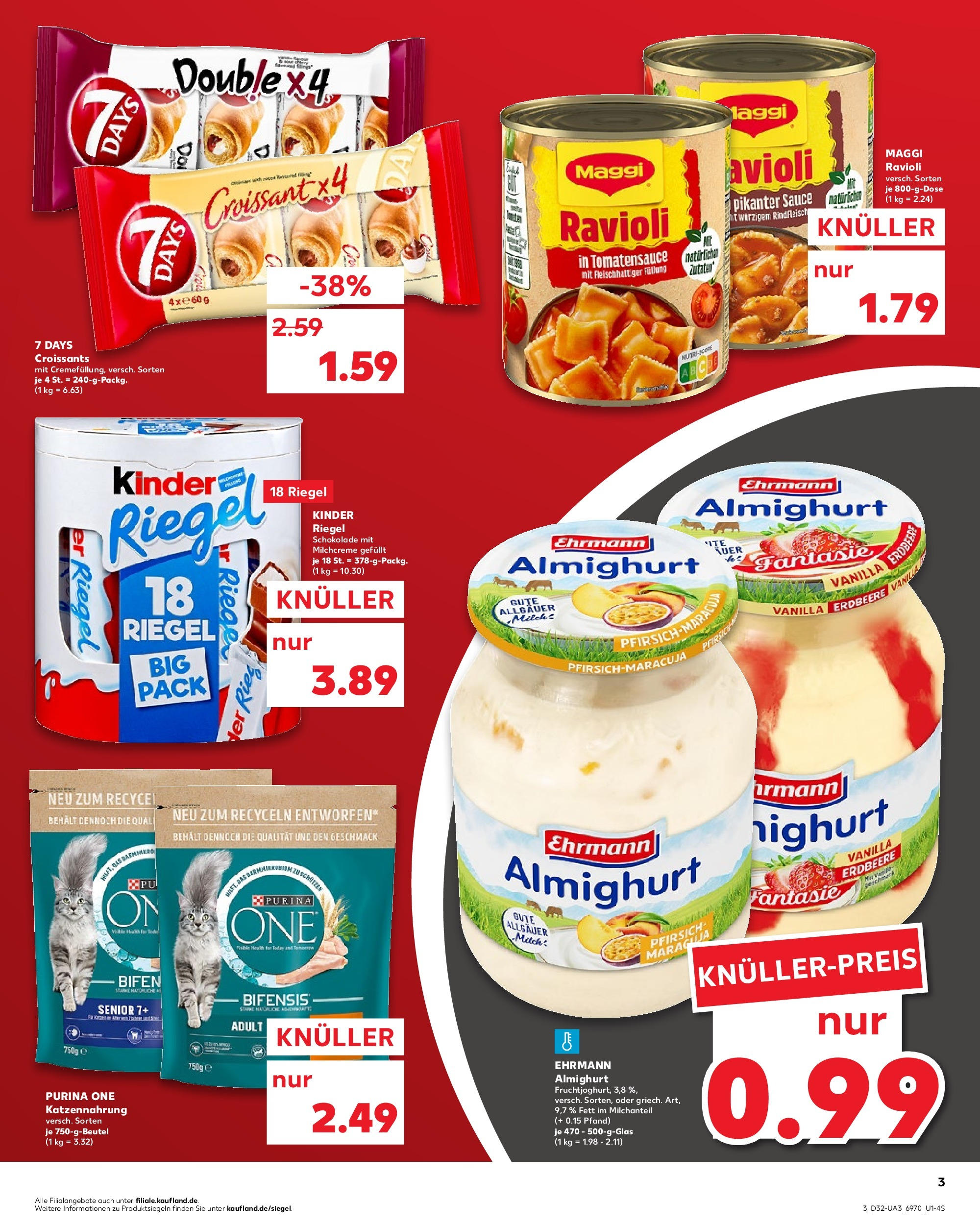 Prospekt Kaufland ab 07.08.2025 » Angebote Online zum Blättern | Seite: 3 | Produkte: Kinder schokolade, Ehrmann almighurt, Milch, Schokolade