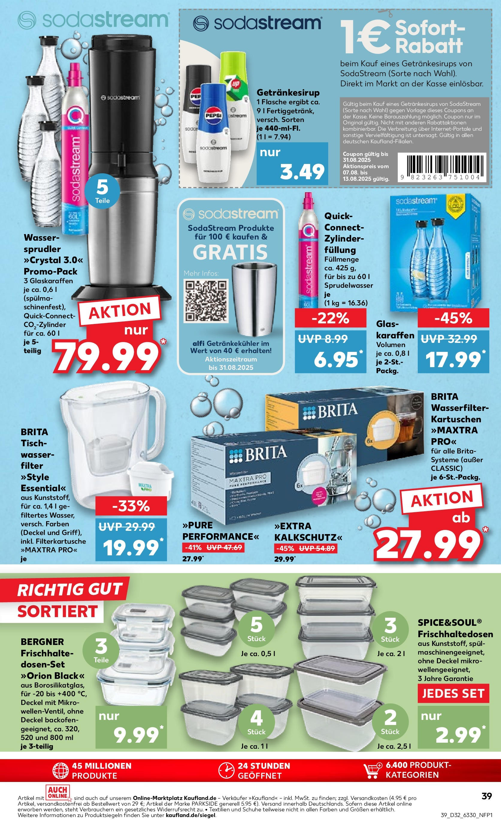 Prospekt Kaufland ab 07.08.2025 » Angebote Online zum Blättern | Seite: 43 | Produkte: Tisch, Wasser, Backofen, Sodastream