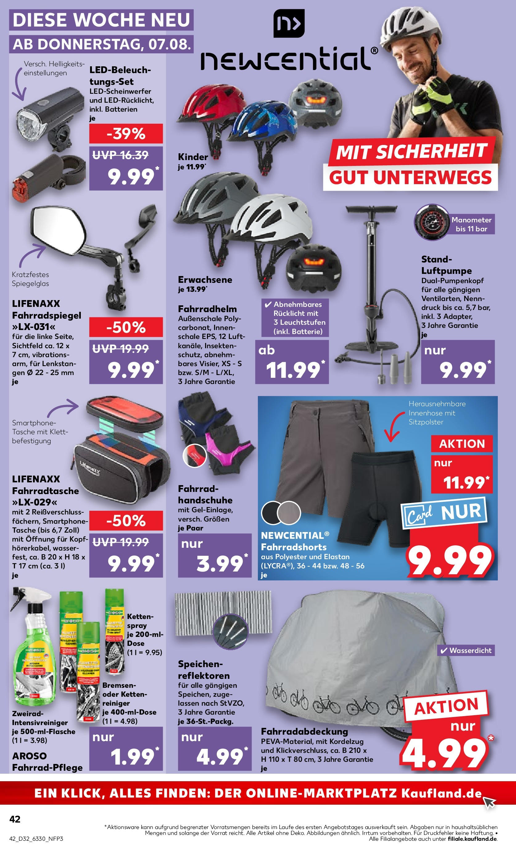 Prospekt Kaufland ab 07.08.2025 » Angebote Online zum Blättern | Seite: 46 | Produkte: Batterie, Luftpumpe, Fahrradhelm, Handschuhe