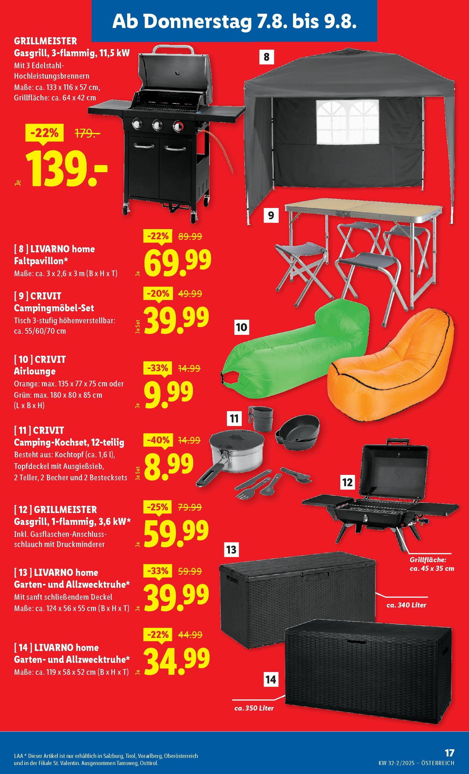 Lidl Flugblatt - Salzburg, Jenbach, Dornbirn ab 07.08.2025 ✳️ Angebote ab donnerstag | Seite: 19 | Produkte: Tisch Lidl Flugblatt - Salzburg, Jenbach, Dornbirn ab 07.08.2025 - Angebote ab donnerstag | Seite: 19 | Produkte: Tisch