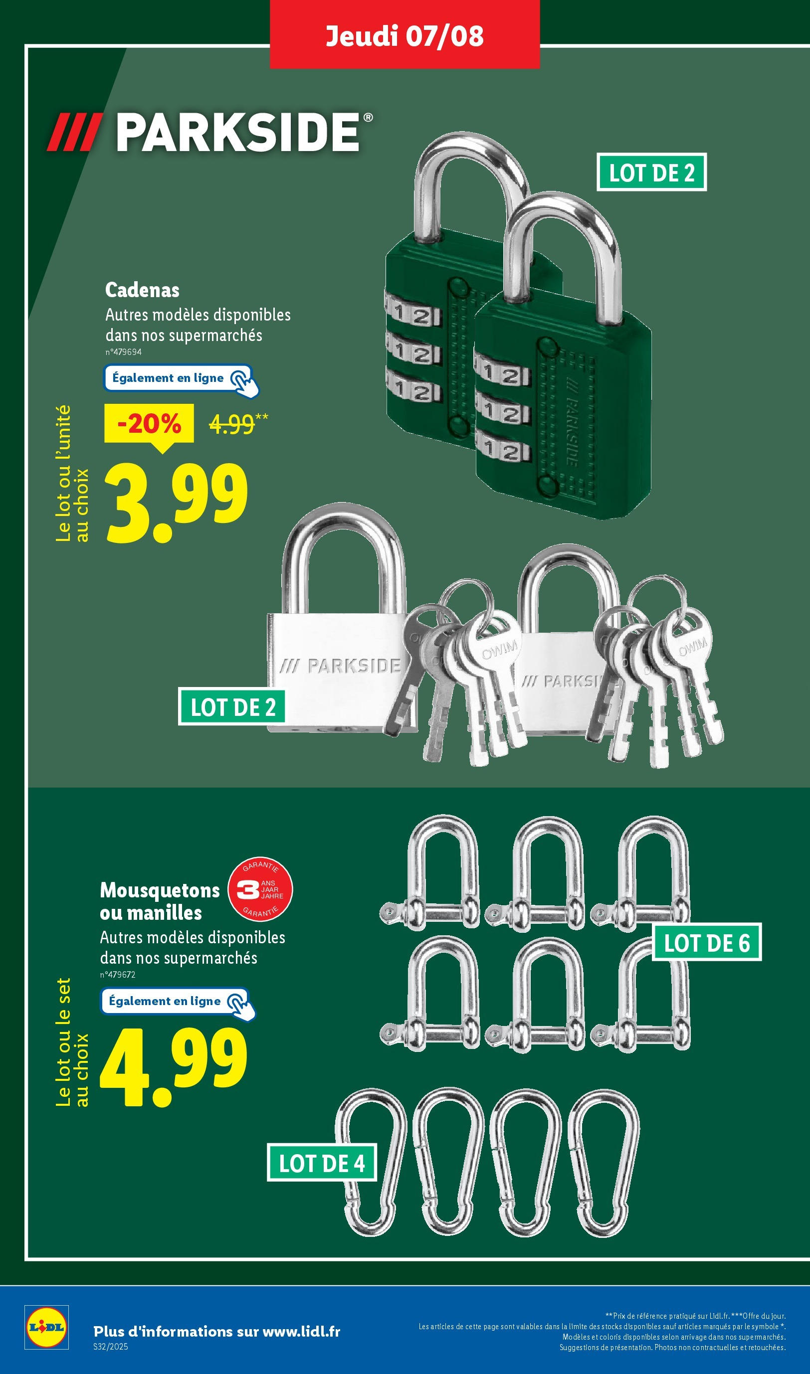 Catalogue LIDL du 06/08/2025 | Promo prospectus en ligne | Page: 38 | Produits: Mousquetons Catalogue LIDL du 06/08/2025 | Promo prospectus en ligne | Page: 38 | Produits: Mousquetons