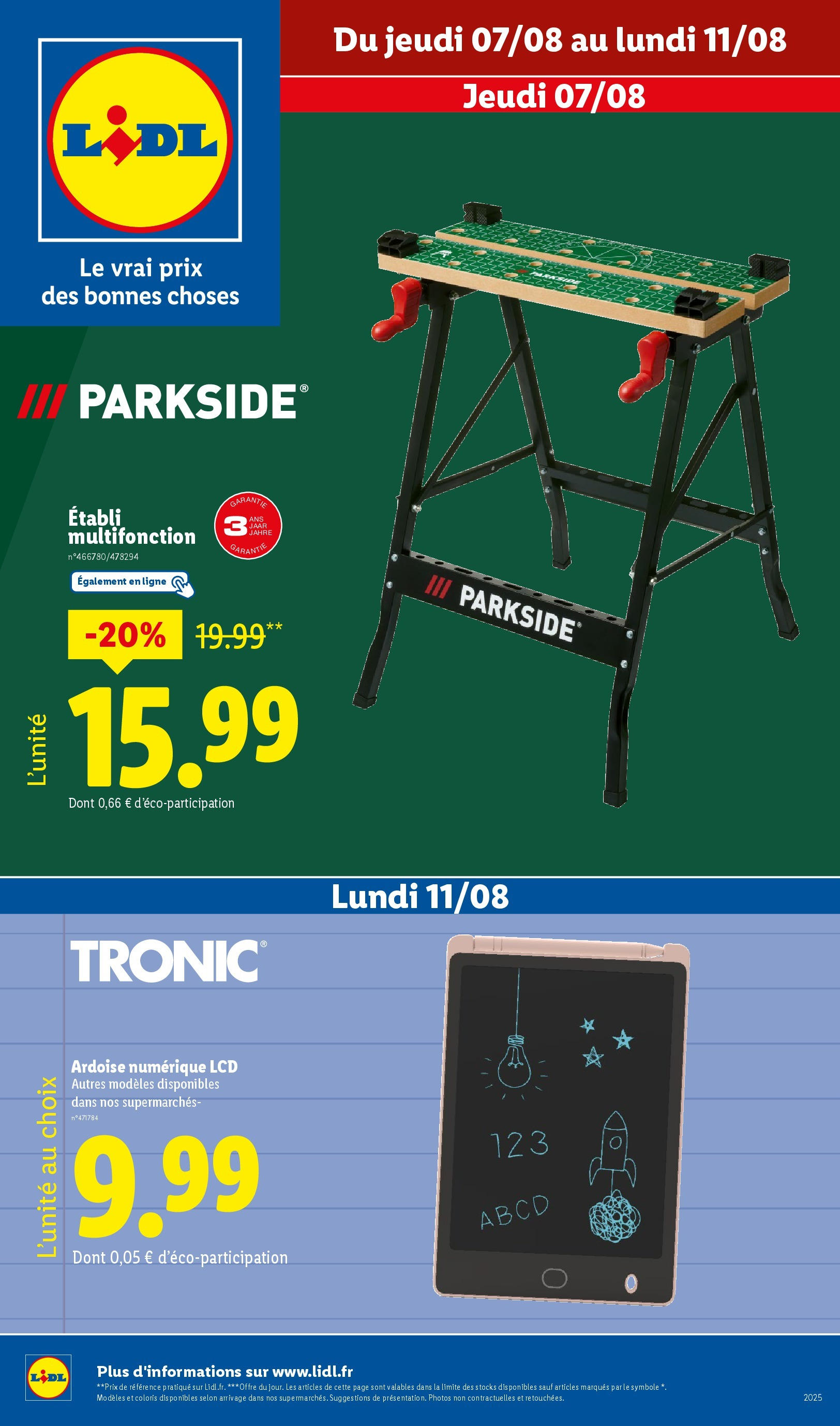 Catalogue LIDL du 06/08/2025 | Promo prospectus en ligne | Page: 1 | Produits: Ardoise numérique