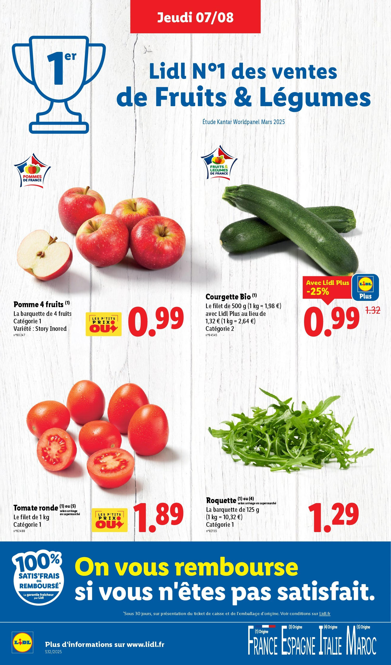 Catalogue LIDL du 06/08/2025 | Promo prospectus en ligne | Page: 4 | Produits: Pomme, Courgette, Roquette, Pommes Catalogue LIDL du 06/08/2025 | Promo prospectus en ligne | Page: 4 | Produits: Pomme, Courgette, Roquette, Pommes
