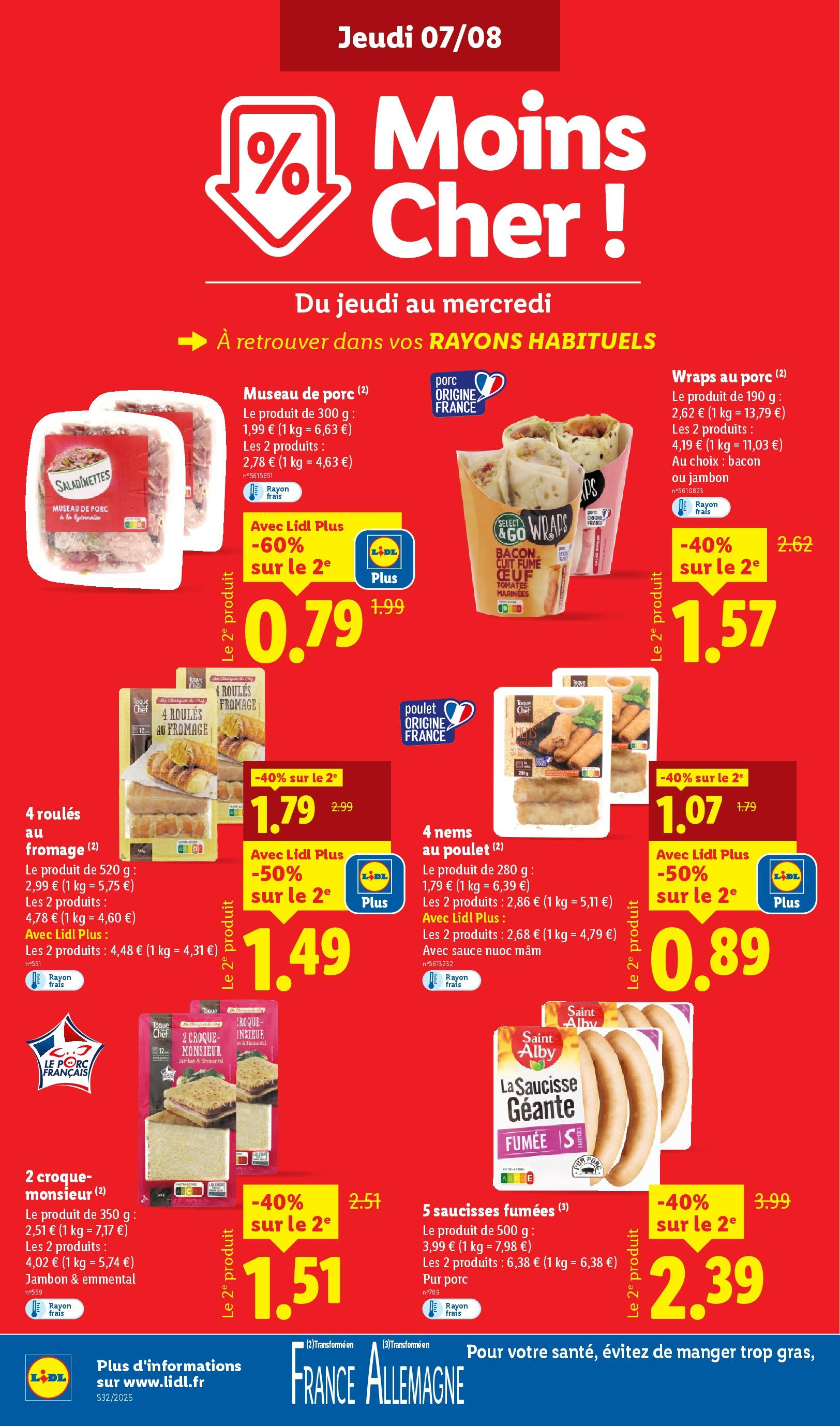 Catalogue LIDL du 06/08/2025 | Promo prospectus en ligne | Page: 12 | Produits: Fromage, Saucisse, Porc, Tomates Catalogue LIDL du 06/08/2025 | Promo prospectus en ligne | Page: 12 | Produits: Fromage, Saucisse, Porc, Tomates